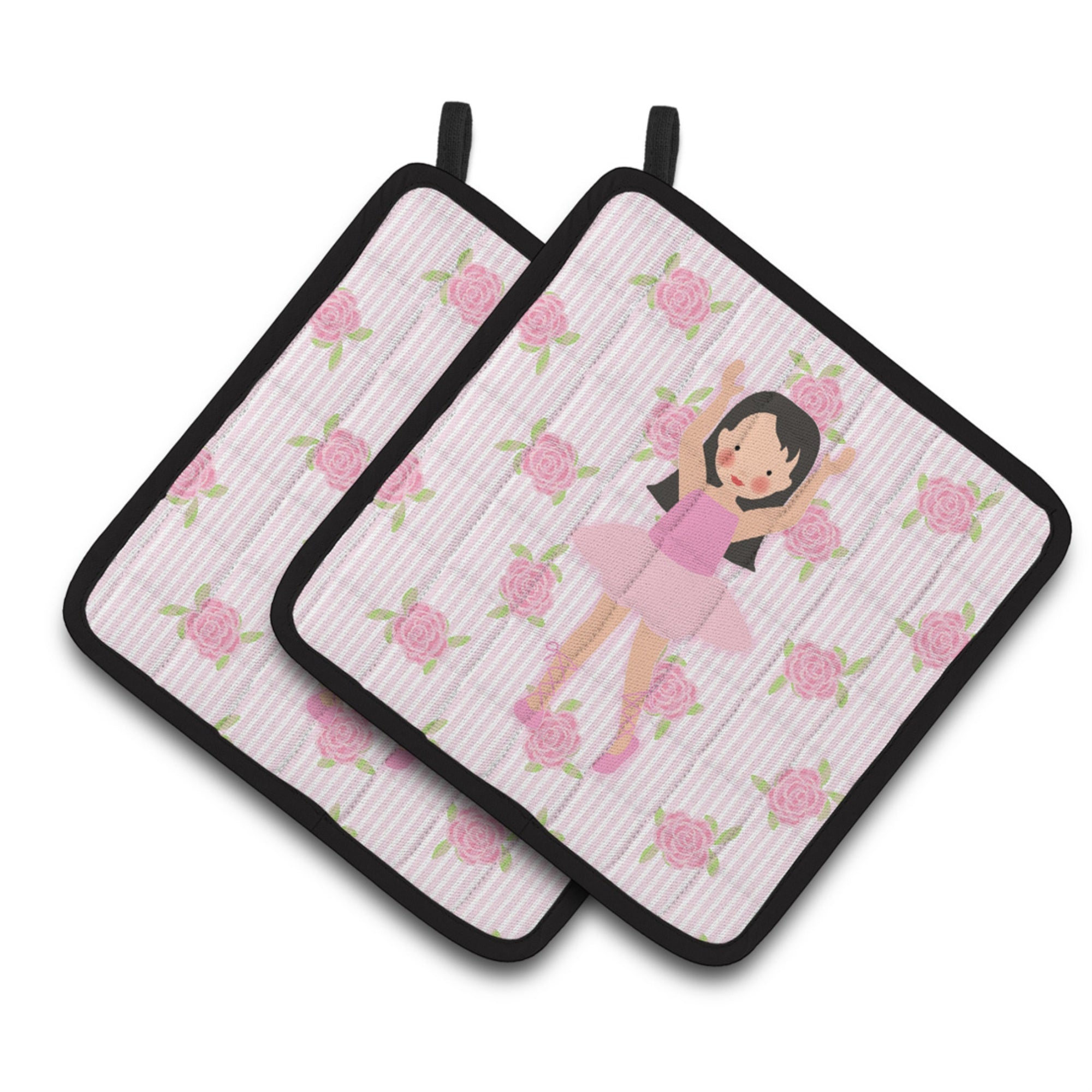 'Caroline'S Treasures Ballerina Long Dark Hair Pair Of Pot Holders, 7.5Hx7.5W, Multicolor''