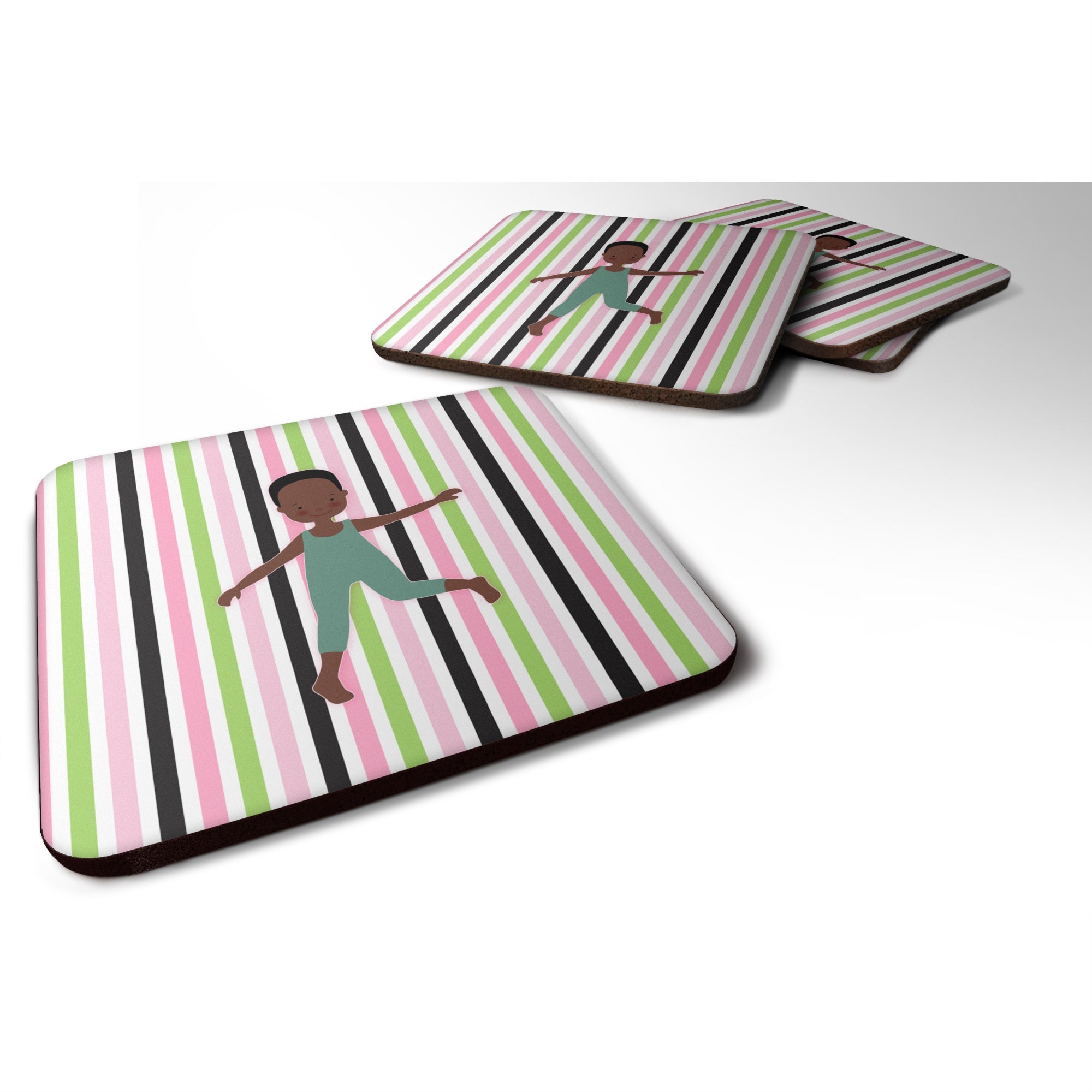 'Caroline'S Treasures Dancer Bikatard African American Foam Coaster Set Of 4, 3.5, Multicolor''
