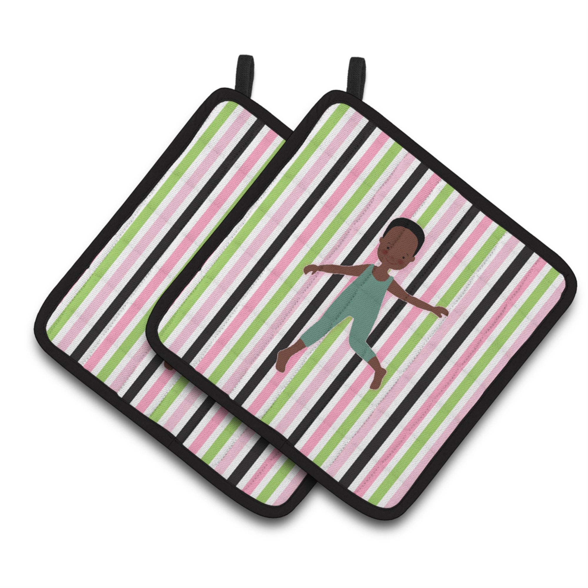 'Caroline'S Treasures Dancer Bikatard African American Pair Of Pot Holders, 7.5Hx7.5W, Multicolor''