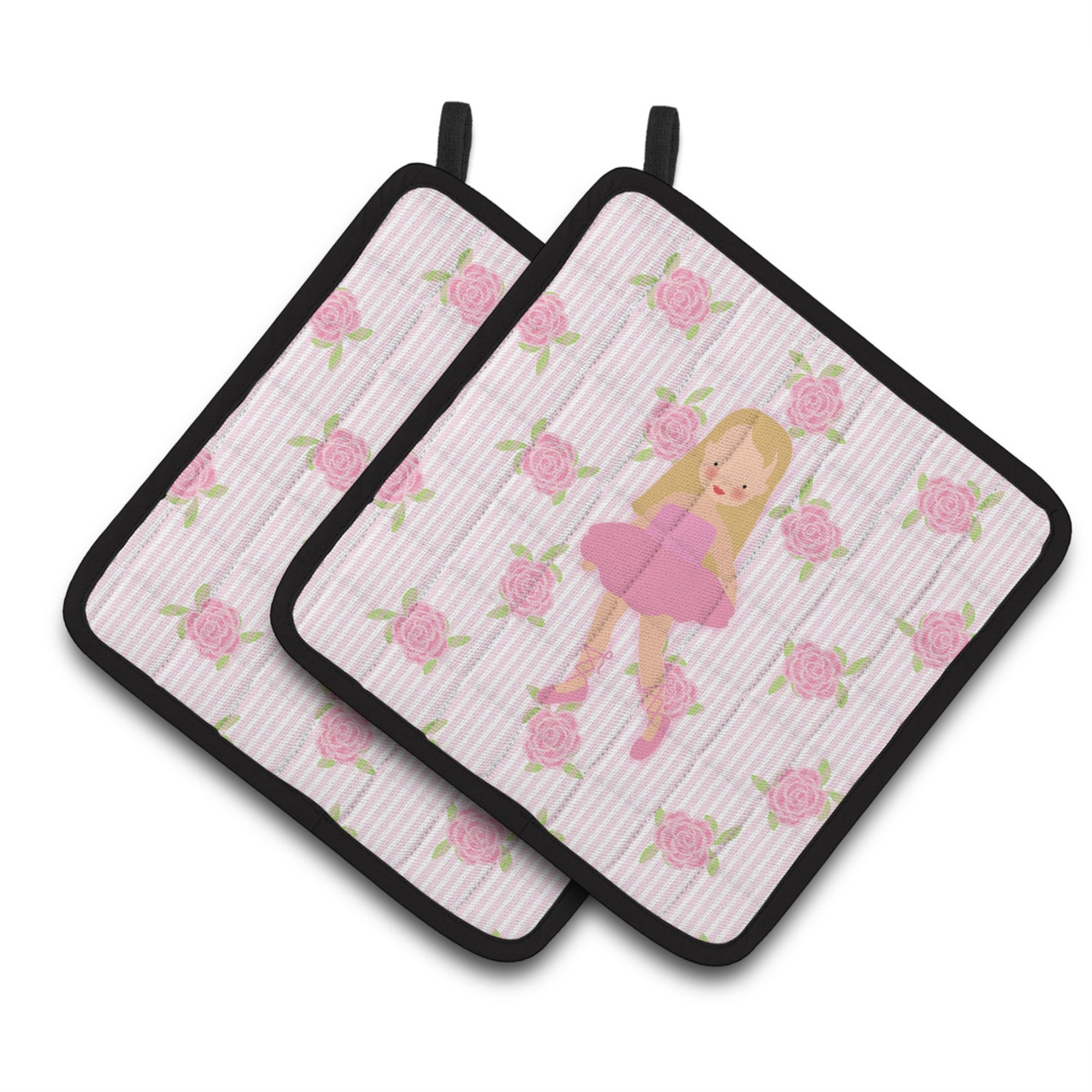 'Caroline'S Treasures Ballerina Long Haired Blonde Pair Of Pot Holders, 7.5Hx7.5W, Multicolor''