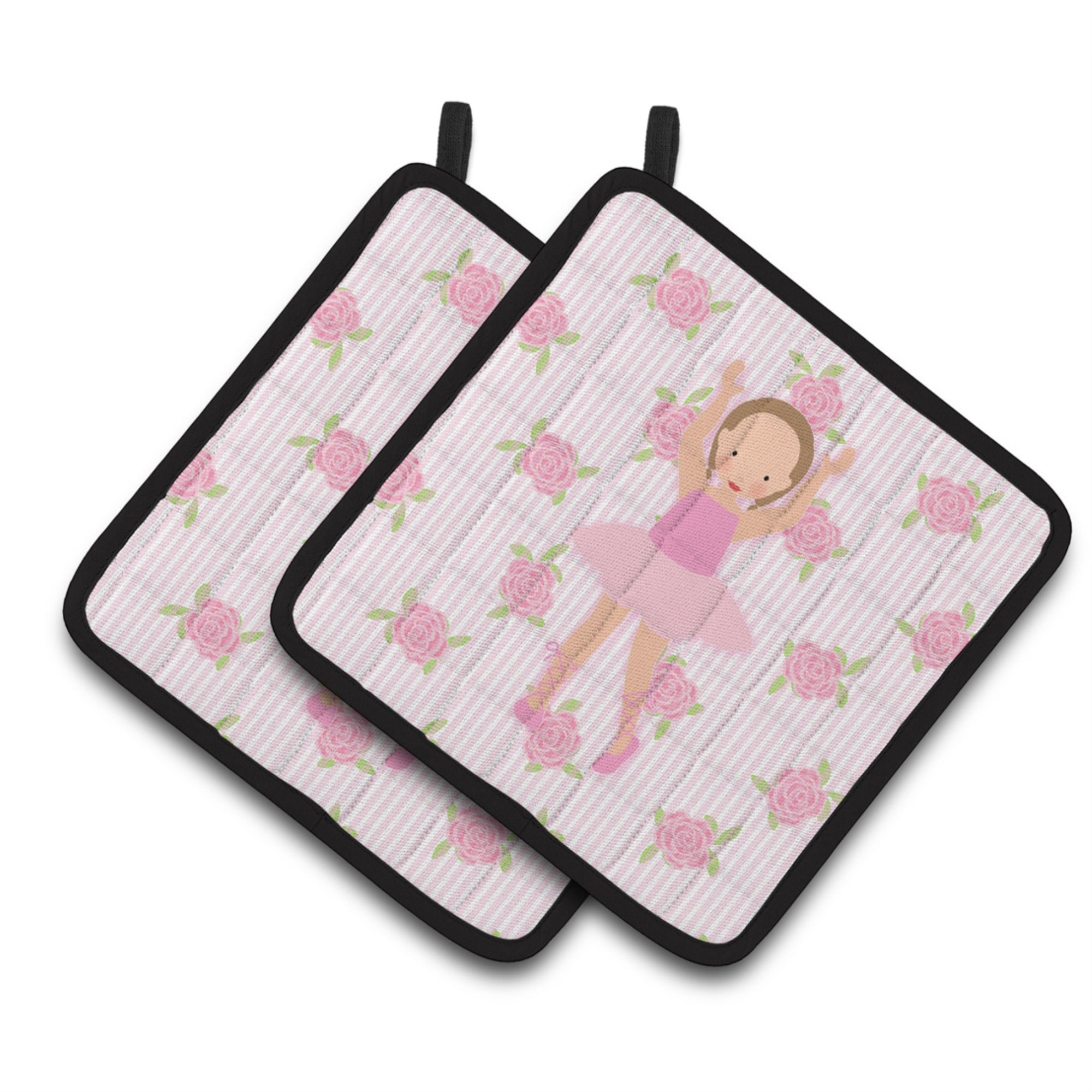 'Caroline'S Treasures Ballerina Brown Hair Ponytails Pair Of Pot Holders, 7.5Hx7.5W, Multicolor''