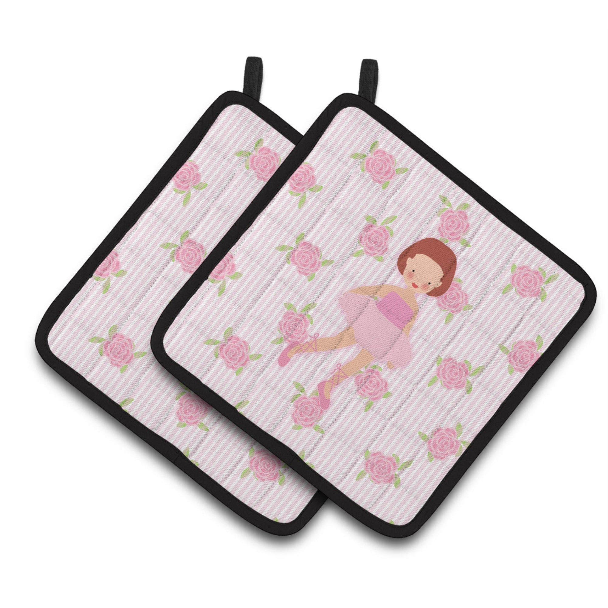 'Caroline'S Treasures Bb5191Pthd Ballerina Red Short Hair Pair Of Pot Holders, 7.5'''' H X 7.5'''' W, Multicolor''