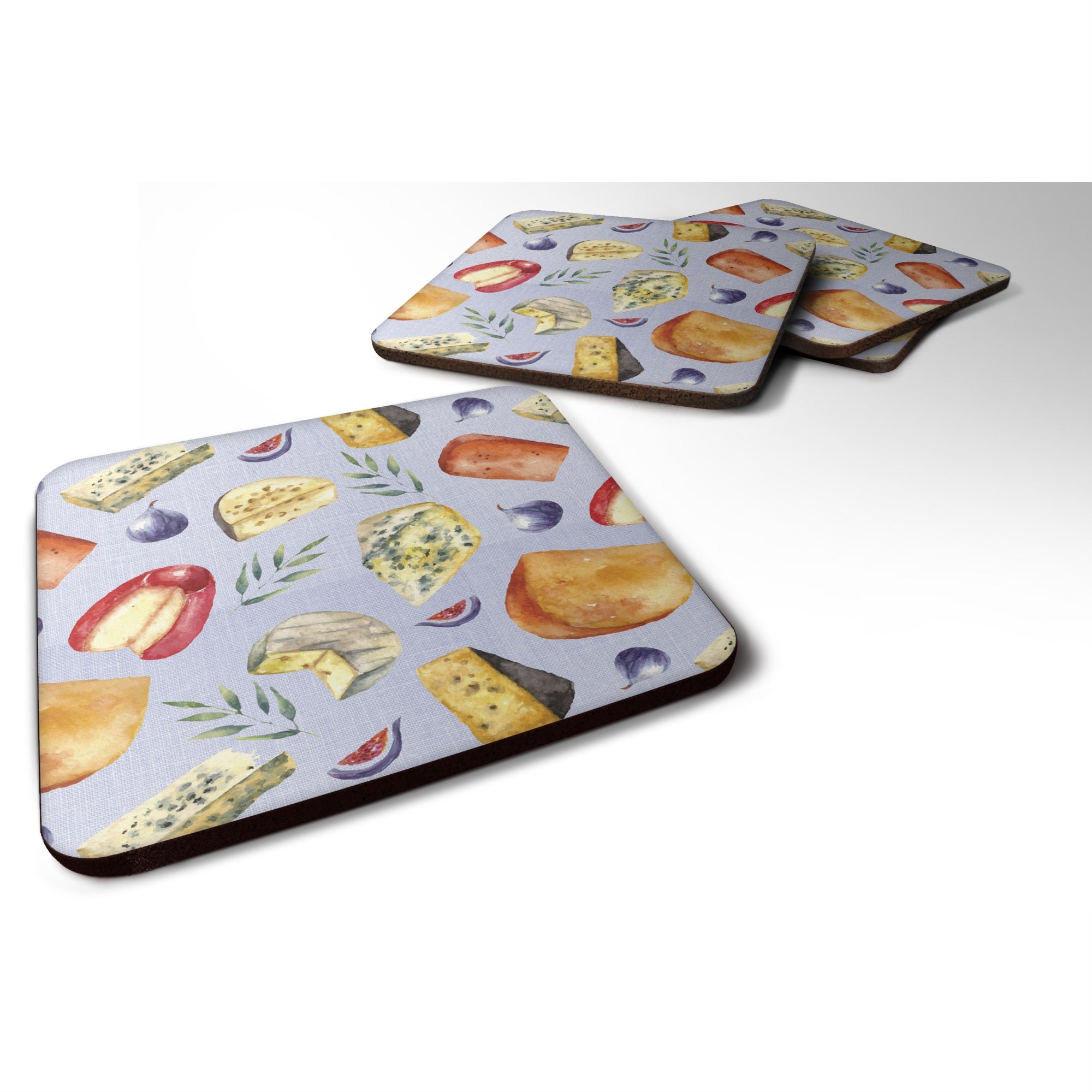 'Caroline'S Treasures Assortment Of Cheeses Foam Coaster Set Of 4, 3.5, Multicolor''