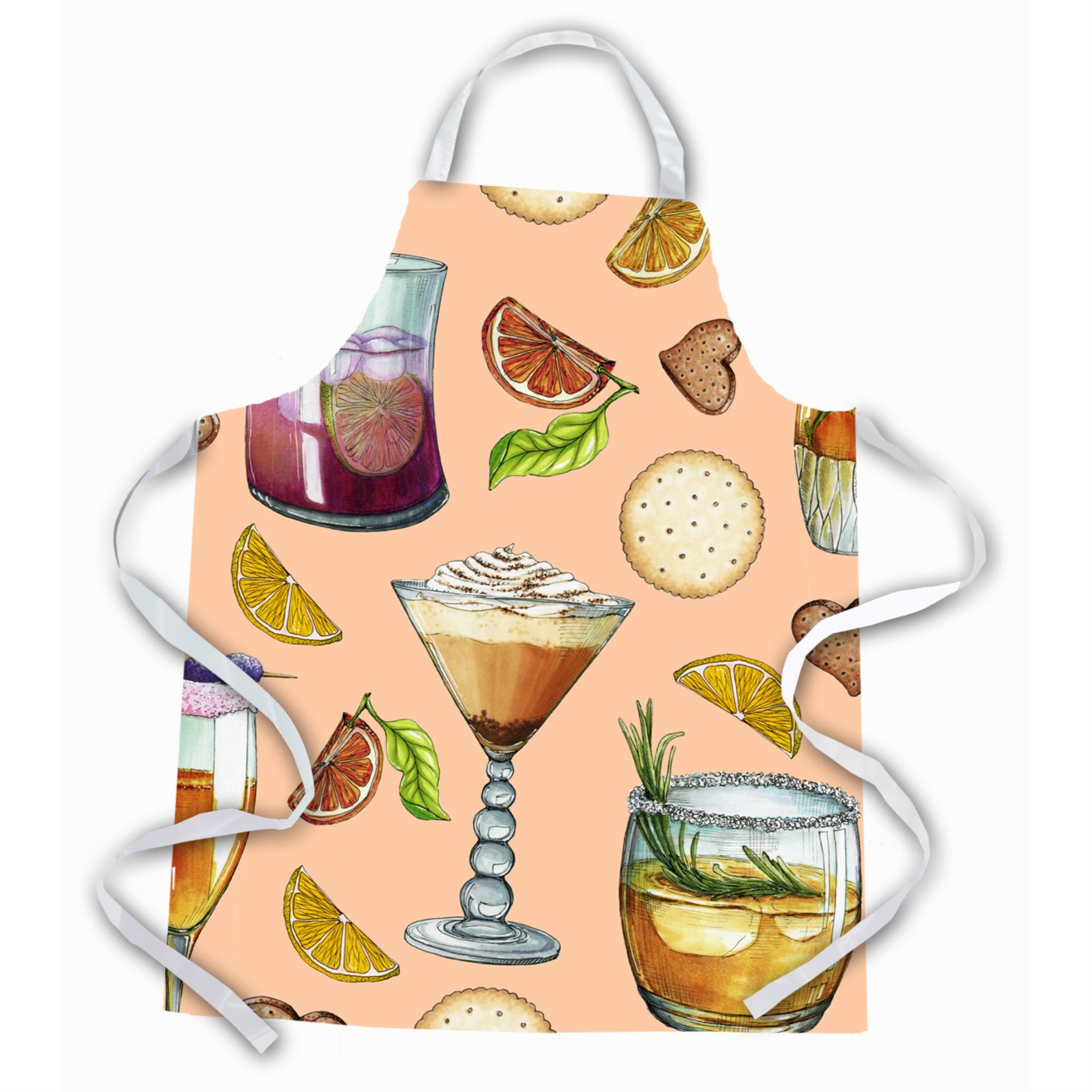 'Caroline'S Treasures Bb5200Apron Drinks & Cocktails Peach Apron, Large, Multicolor''