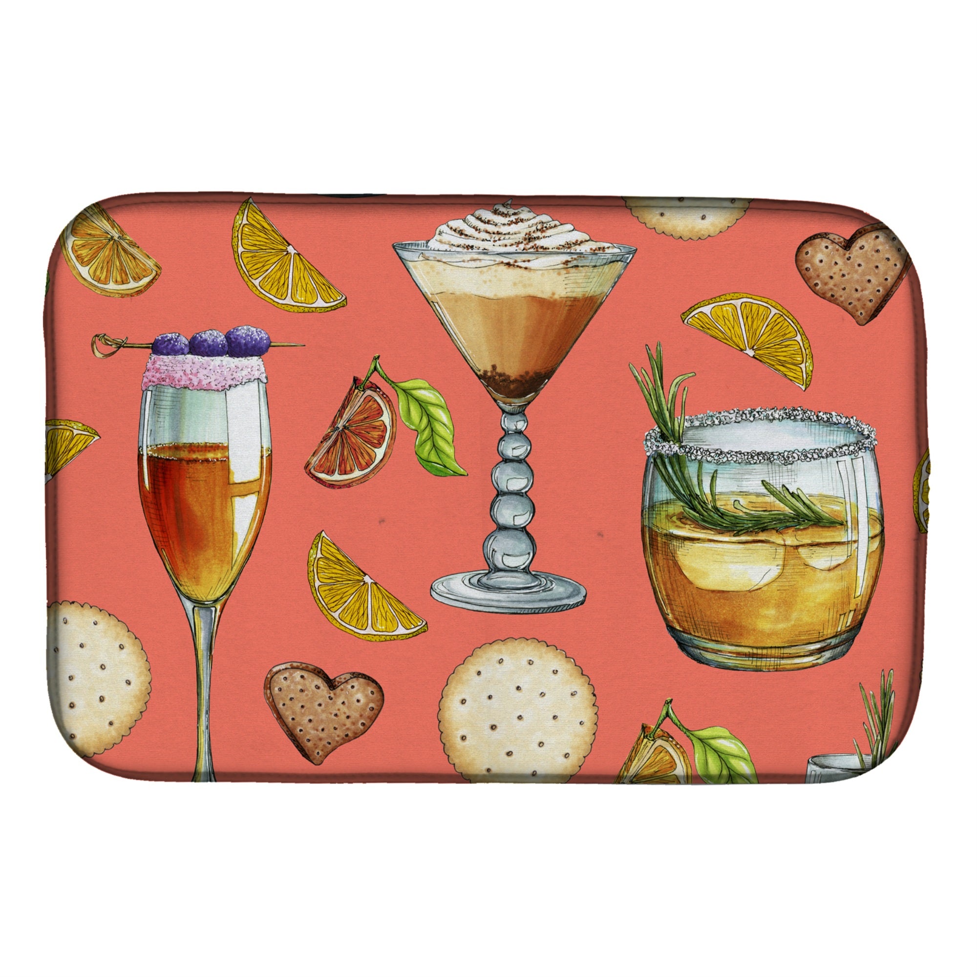'Caroline'S Treasures Drinks And Cocktails Salmon Dish Drying Mat, 14'''' X 21''''''