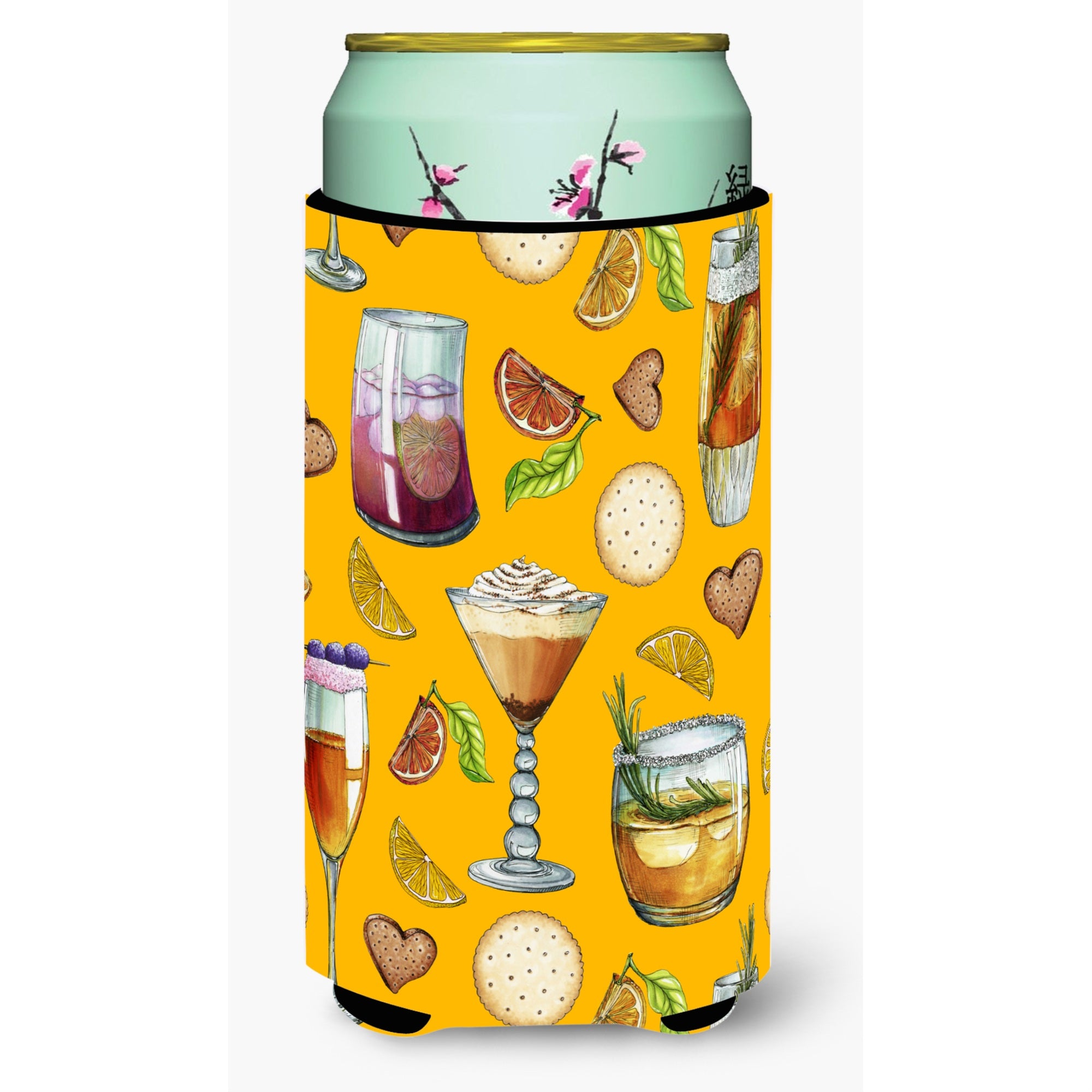 'Caroline'S Treasures Drinks & Cocktails Gold Tall Boy Beverage Insulator Hugger, Multicolor''