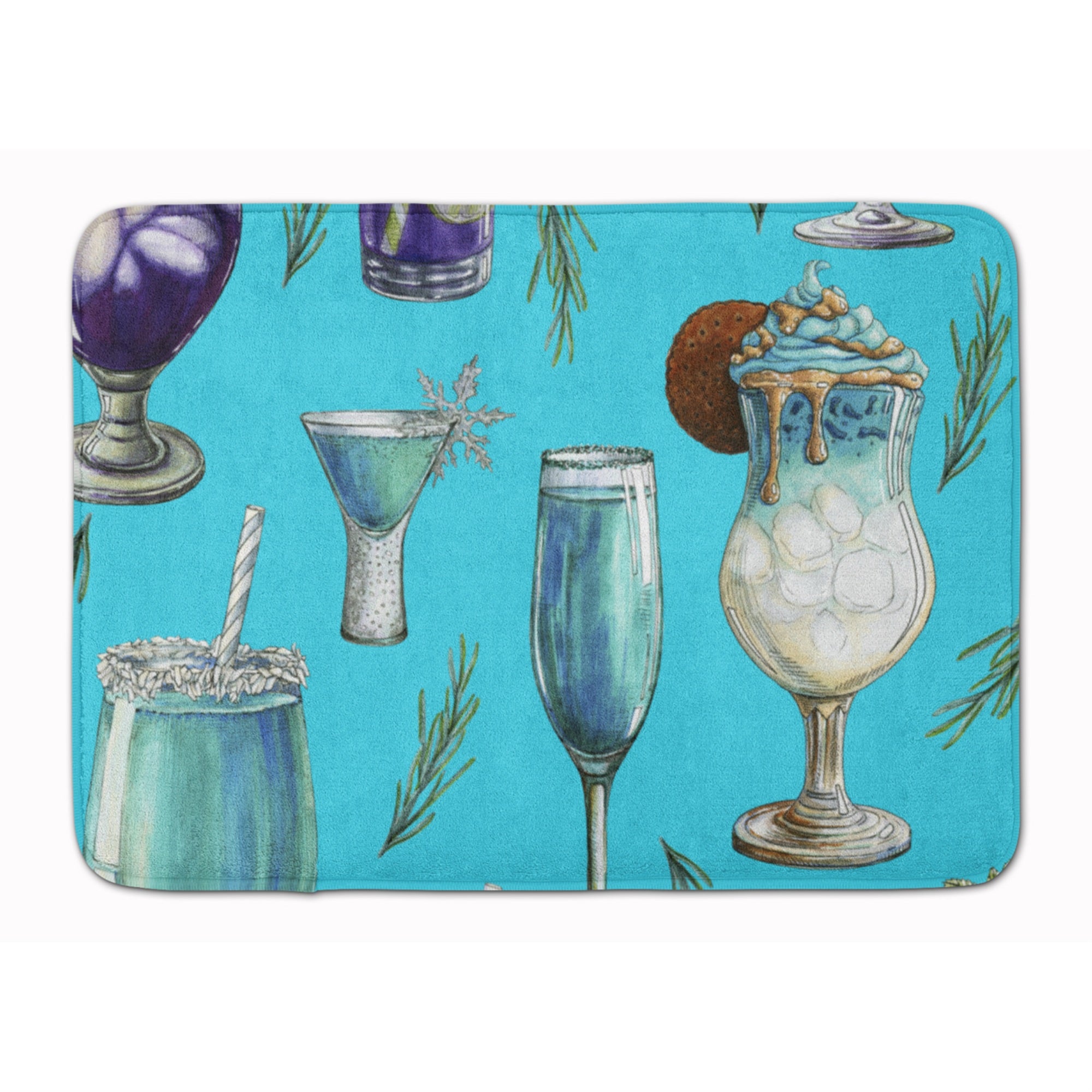 Carolines Treasures Drinks and Cocktails Blue Floor Mat, 19 H x 27 W, Multicolor