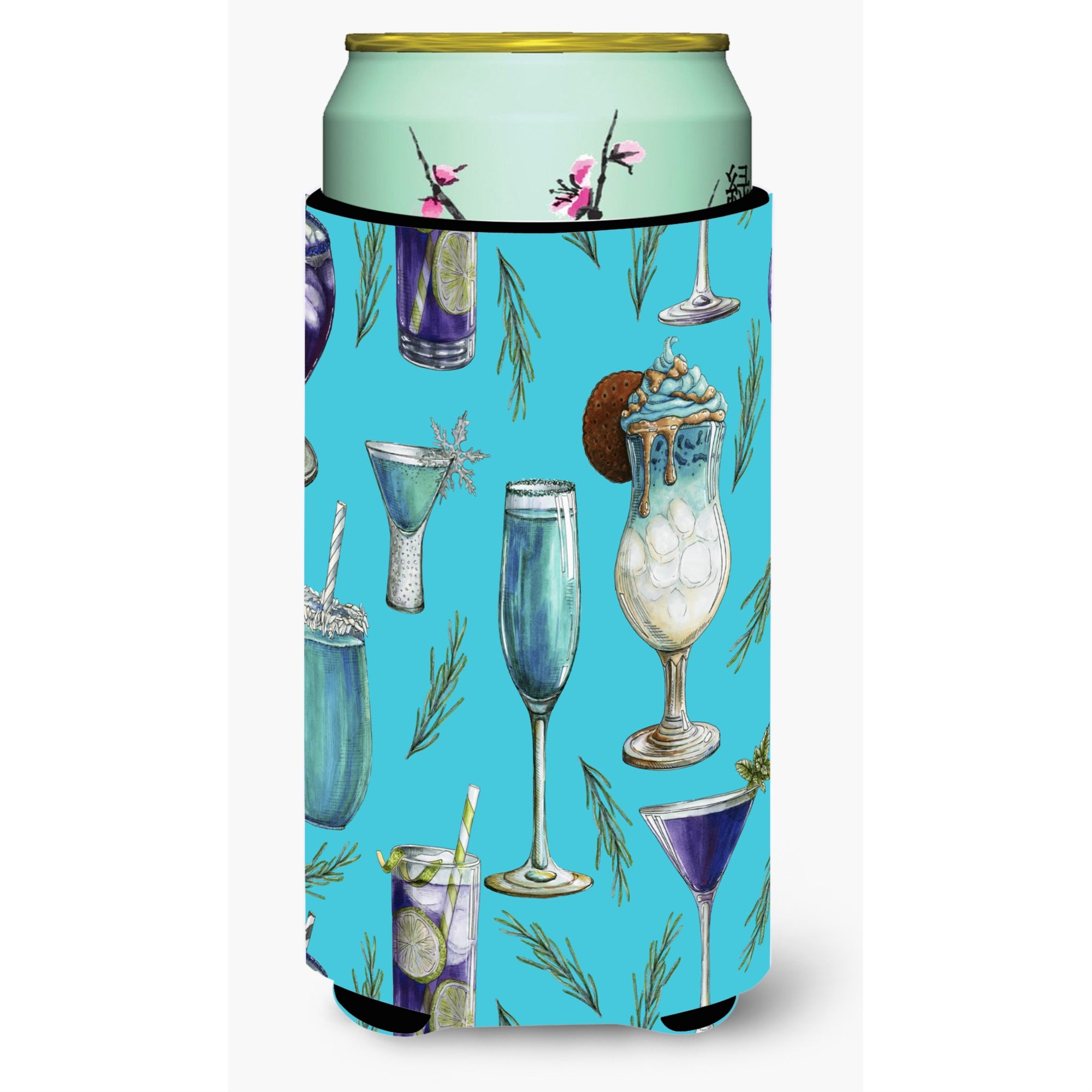 'Caroline'S Treasures Drinks & Cocktails Blue Tall Boy Beverage Insulator Hugger, Multicolor''