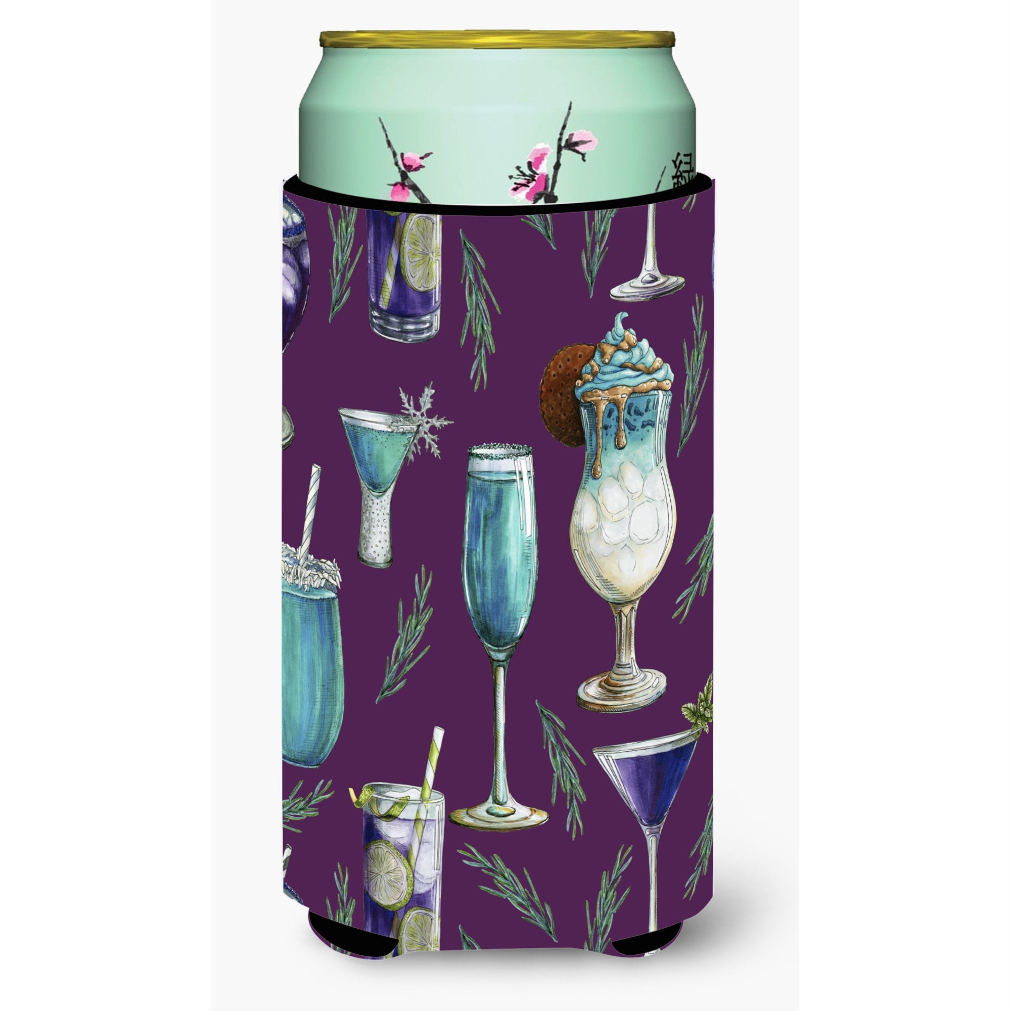 'Caroline'S Treasures Drinks & Cocktails Purple Tall Boy Beverage Insulator Hugger, Multicolor''