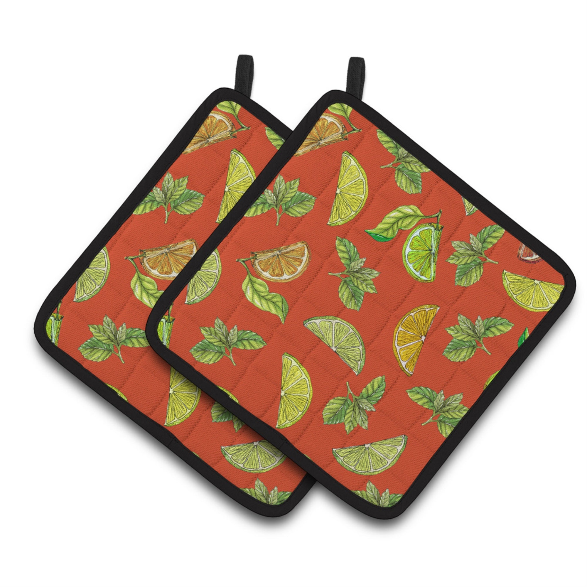 'Caroline'S Treasures Lemons, Limes & Oranges Pair Of Pot Holders, 7.5Hx7.5W, Multicolor''