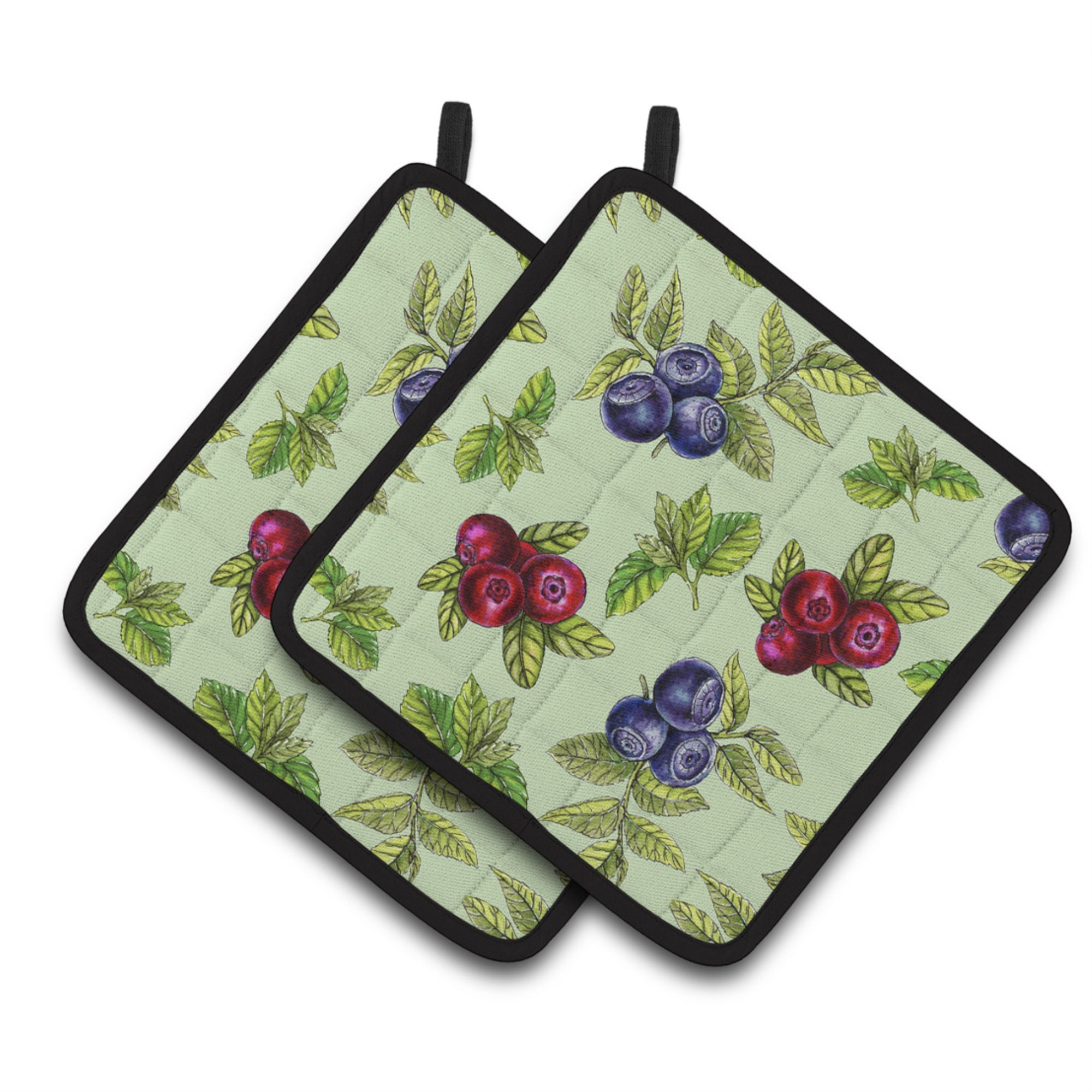 'Caroline'S Treasures Berries In Green Pair Of Pot Holders, 7.5Hx7.5W, Multicolor''