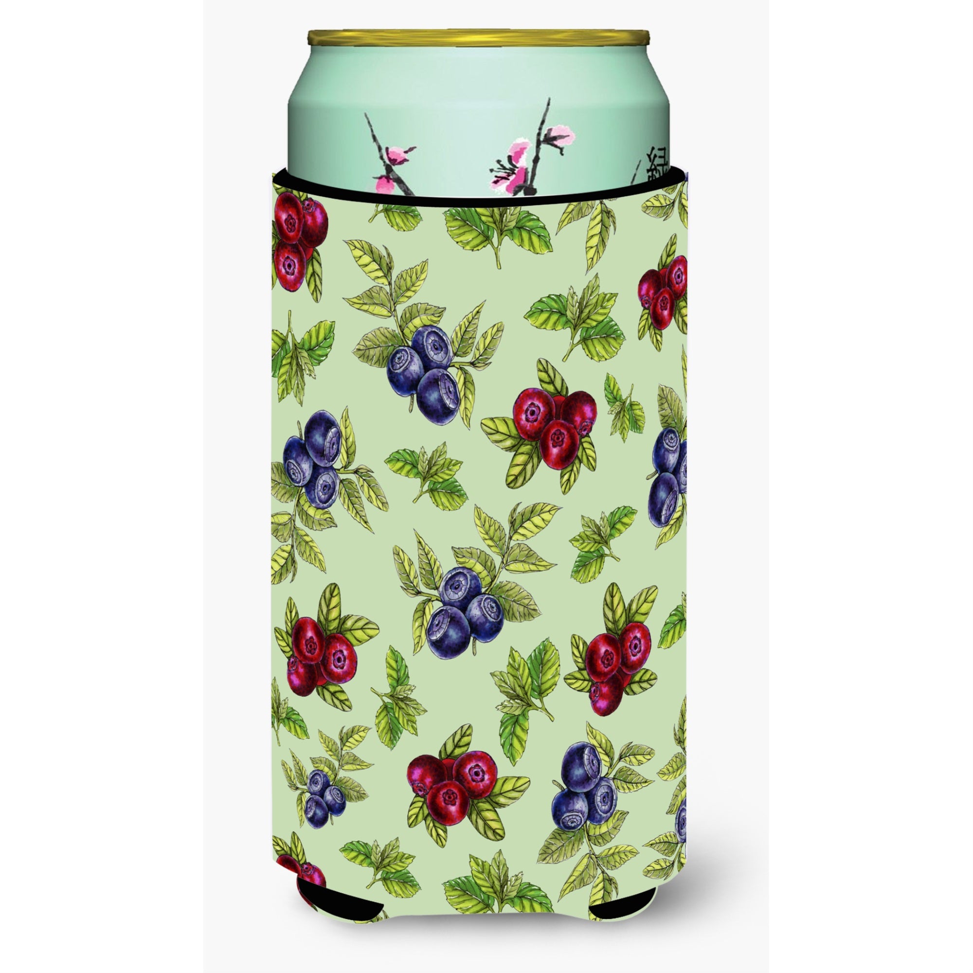 'Caroline'S Treasures Berries In Green Tall Boy Beverage Insulator Hugger, Multicolor''