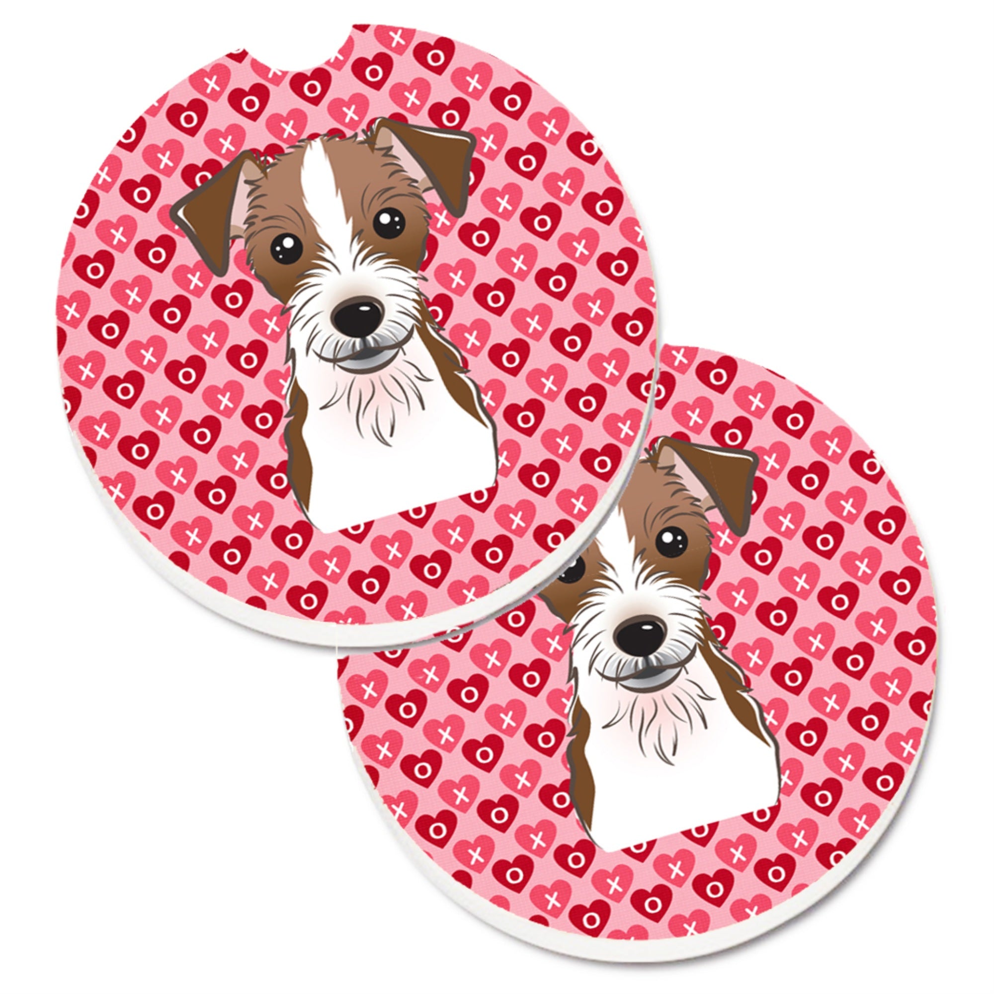 'Caroline'S Treasures Bb5272Carc Jack Russell Terrier Hearts Cup Holder Car Coasters (Set Of 2), 2.56'''', Multicolor''
