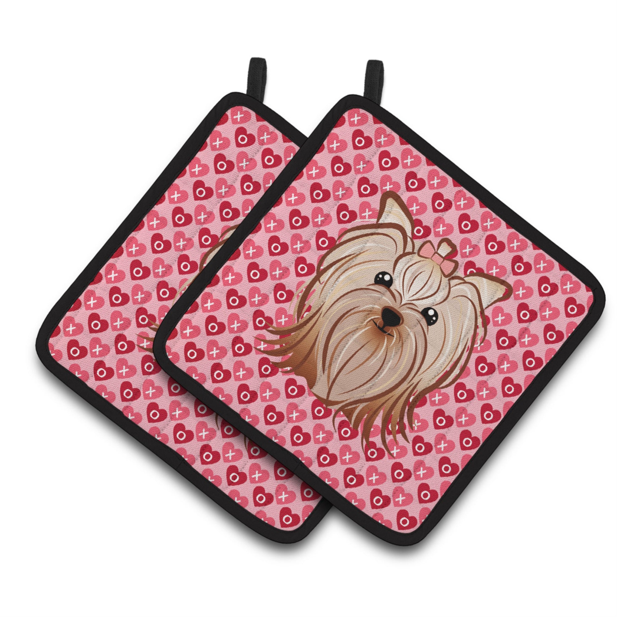 'Caroline'S Treasures Yorkie Yorkishire Terrier Hearts Pair Of Pot Holders, 7.5Hx7.5W, Multicolor''