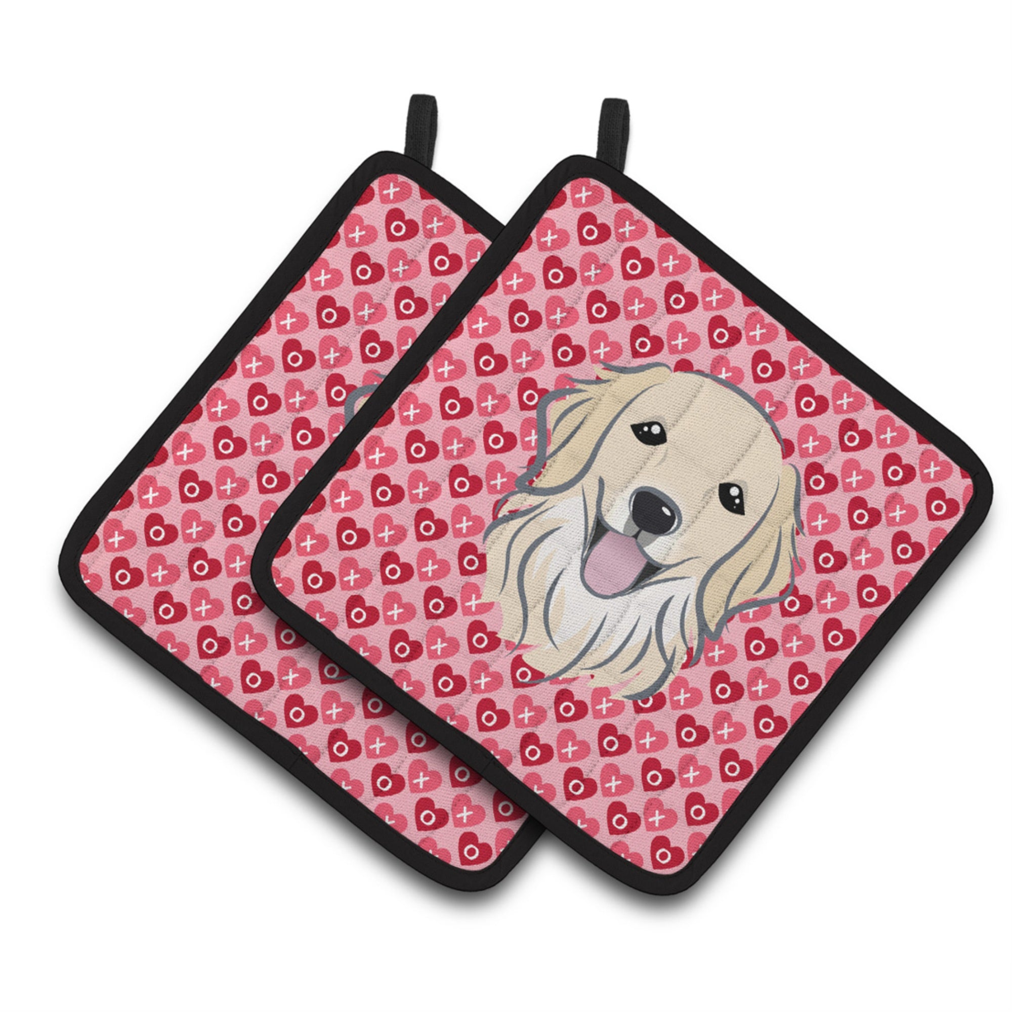 'Caroline'S Treasures Bb5275Pthd Golden Retriever Hearts Pair Of Pot Holders, 7.5H X 7.5W'''', Multicolor''