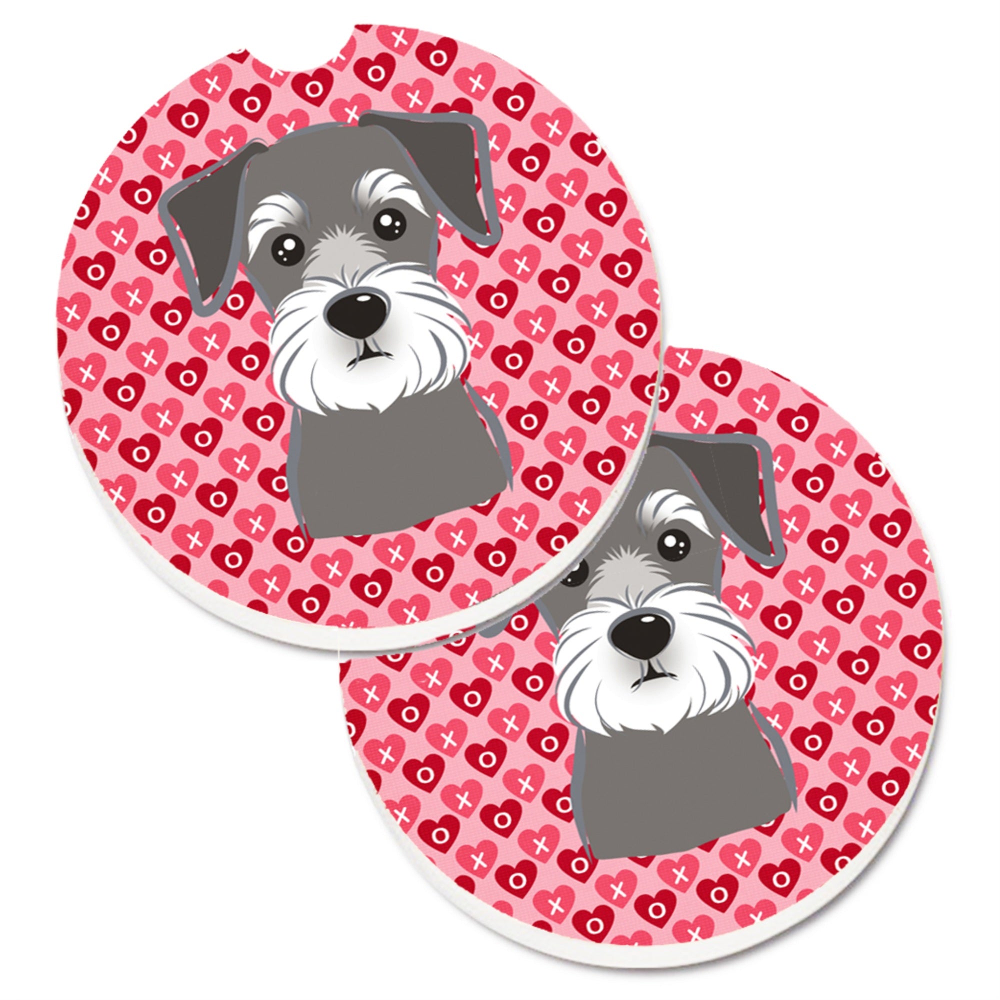 'Caroline'S Treasures Schnauzer Hearts Set Of 2 Cup Holder Car Coasters, 2.56, Multicolor''