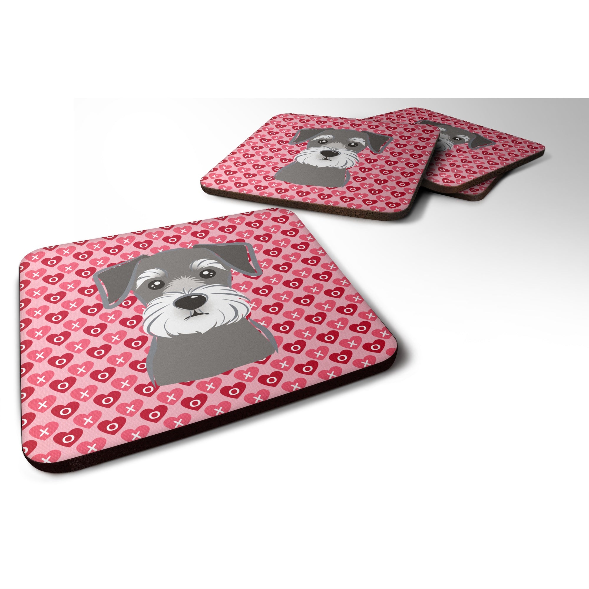 'Caroline'S Treasures Schnauzer Hearts Foam Coaster Set Of 4, 3.5, Multicolor''