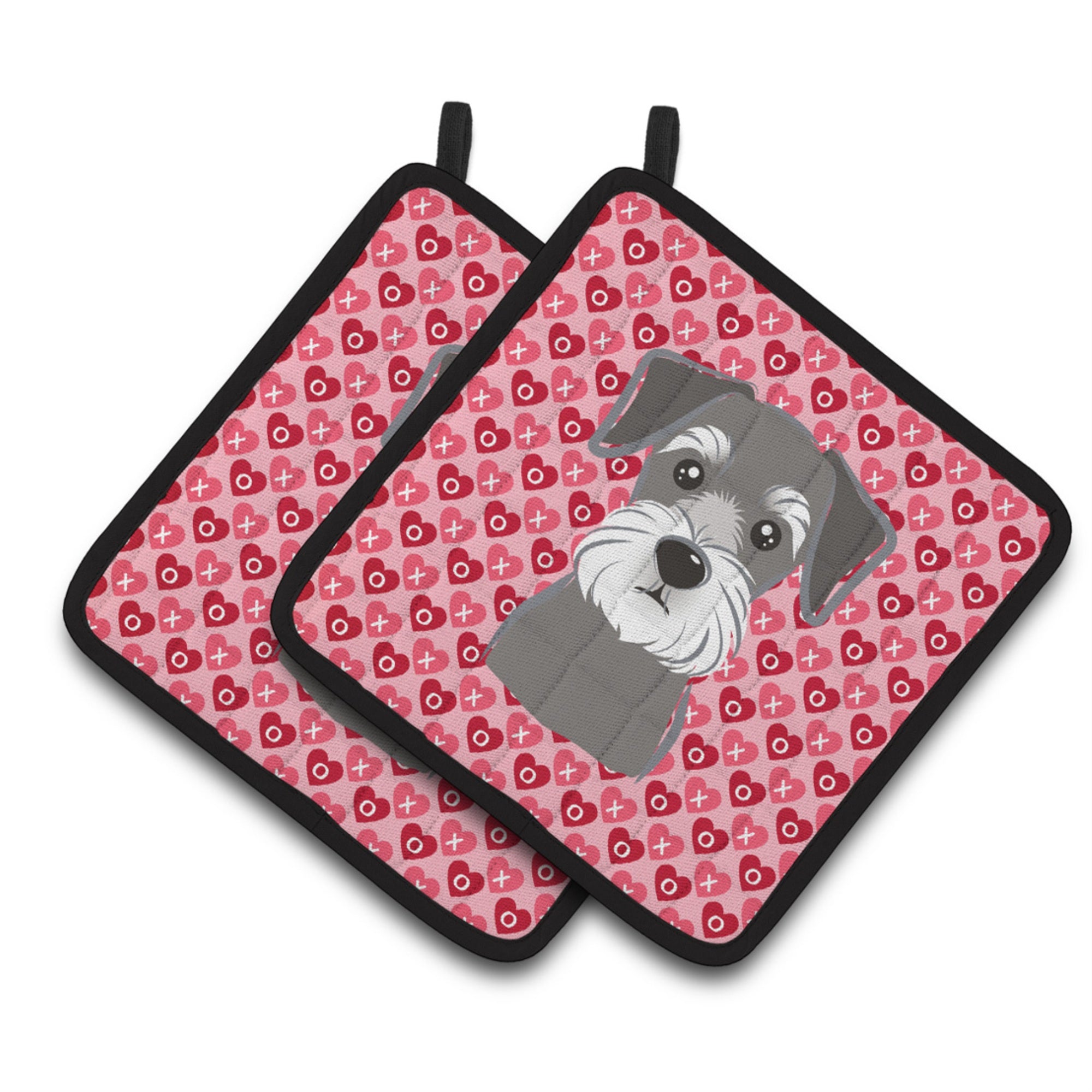 'Caroline'S Treasures Schnauzer Hearts Pair Of Pot Holders, 7.5Hx7.5W, Multicolor''