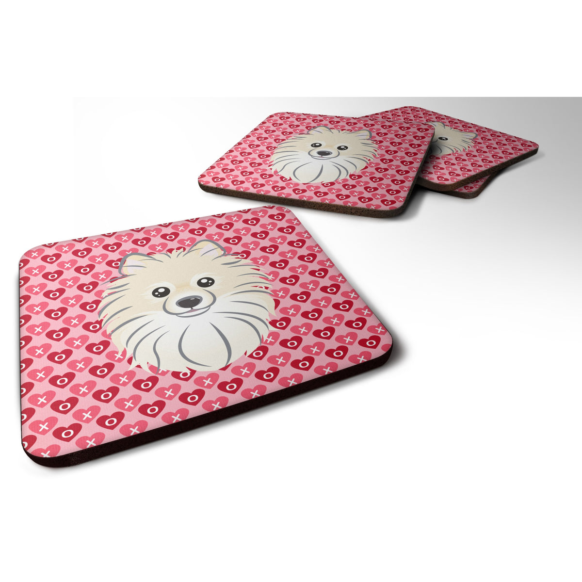 'Caroline'S Treasures Pomeranian Hearts Foam Coaster Set Of 4, 3.5, Multicolor''