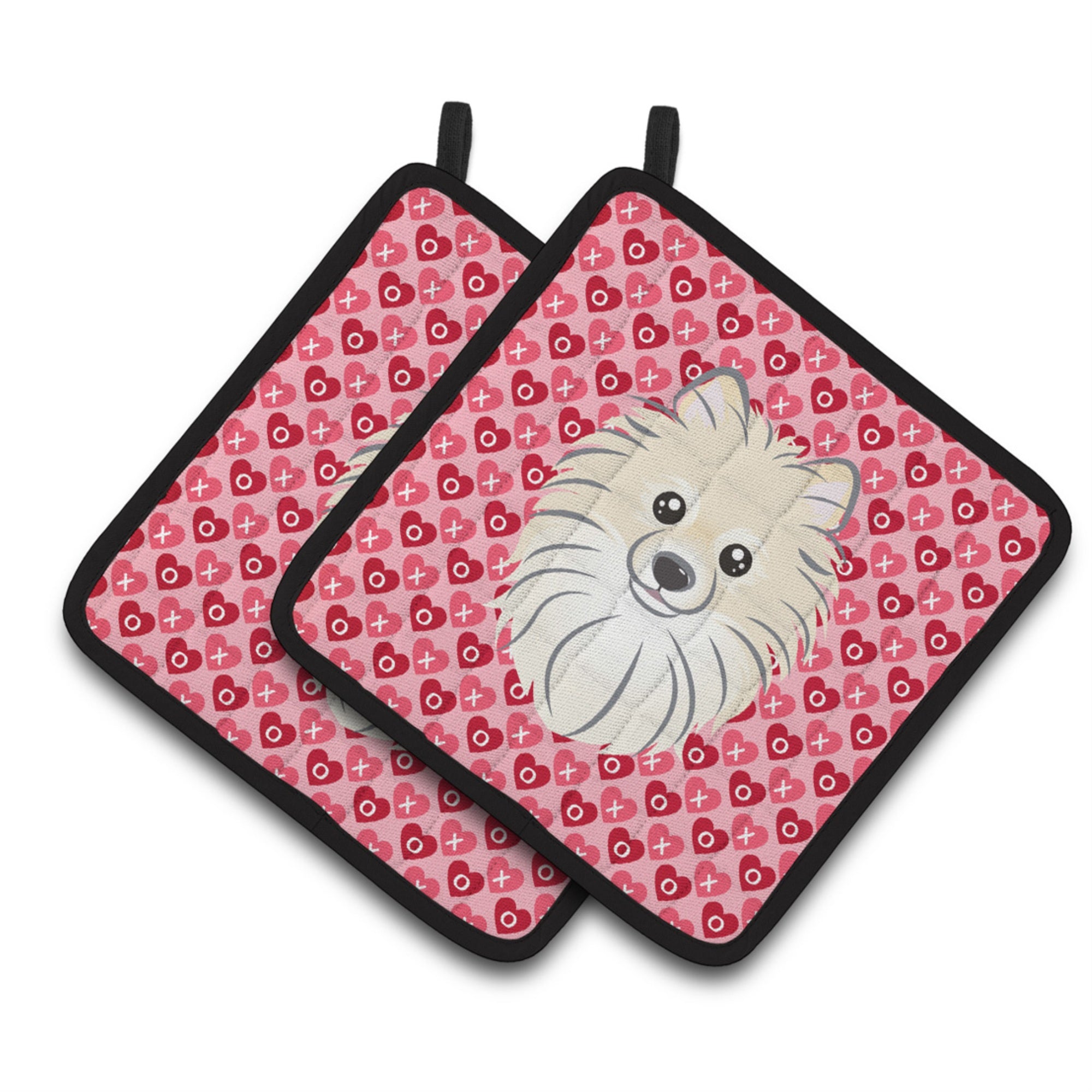 'Caroline'S Treasures Pomeranian Hearts Pair Of Pot Holders, 7.5Hx7.5W, Multicolor''
