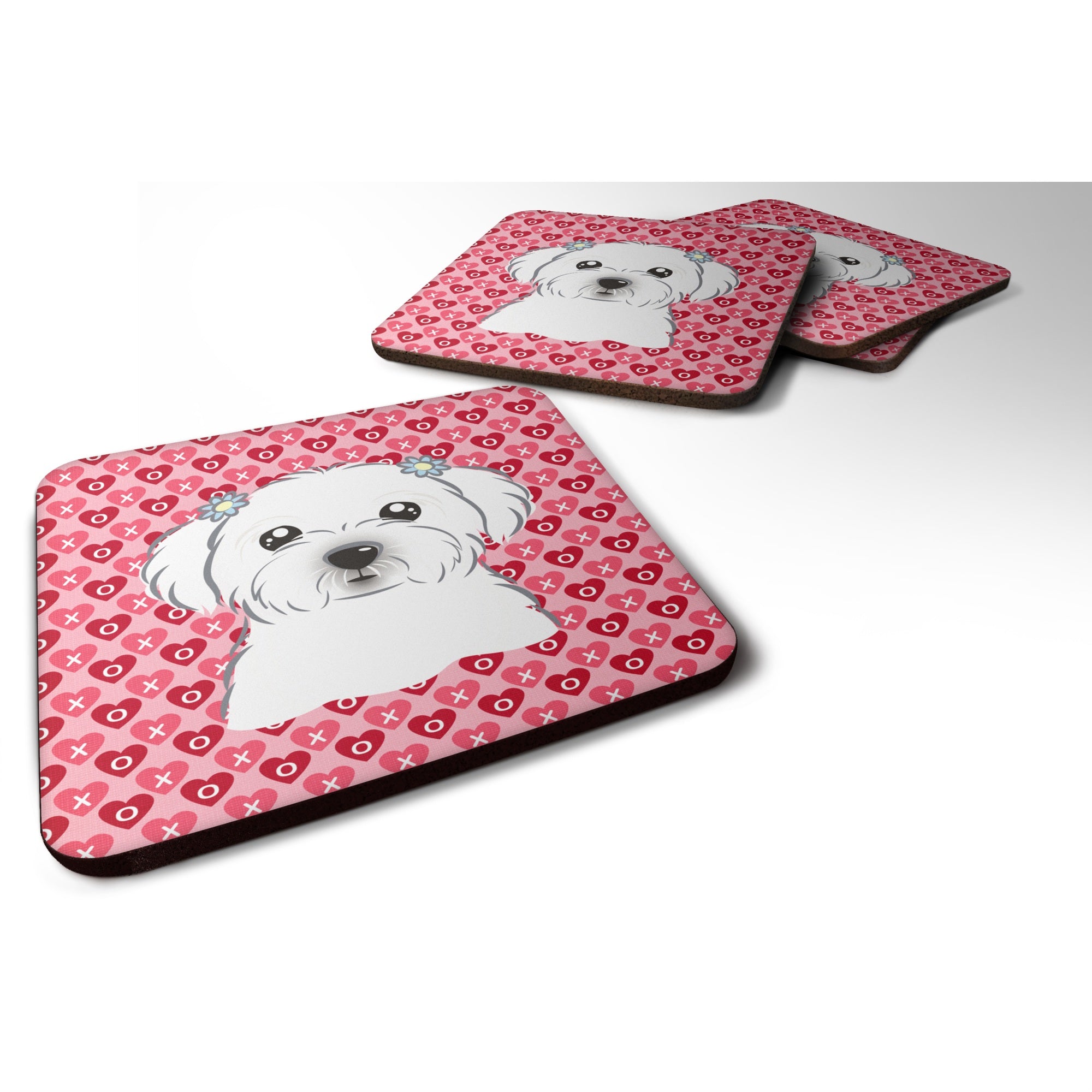'Caroline'S Treasures Maltese Hearts Foam Coaster Set Of 4, 3.5, Multicolor''