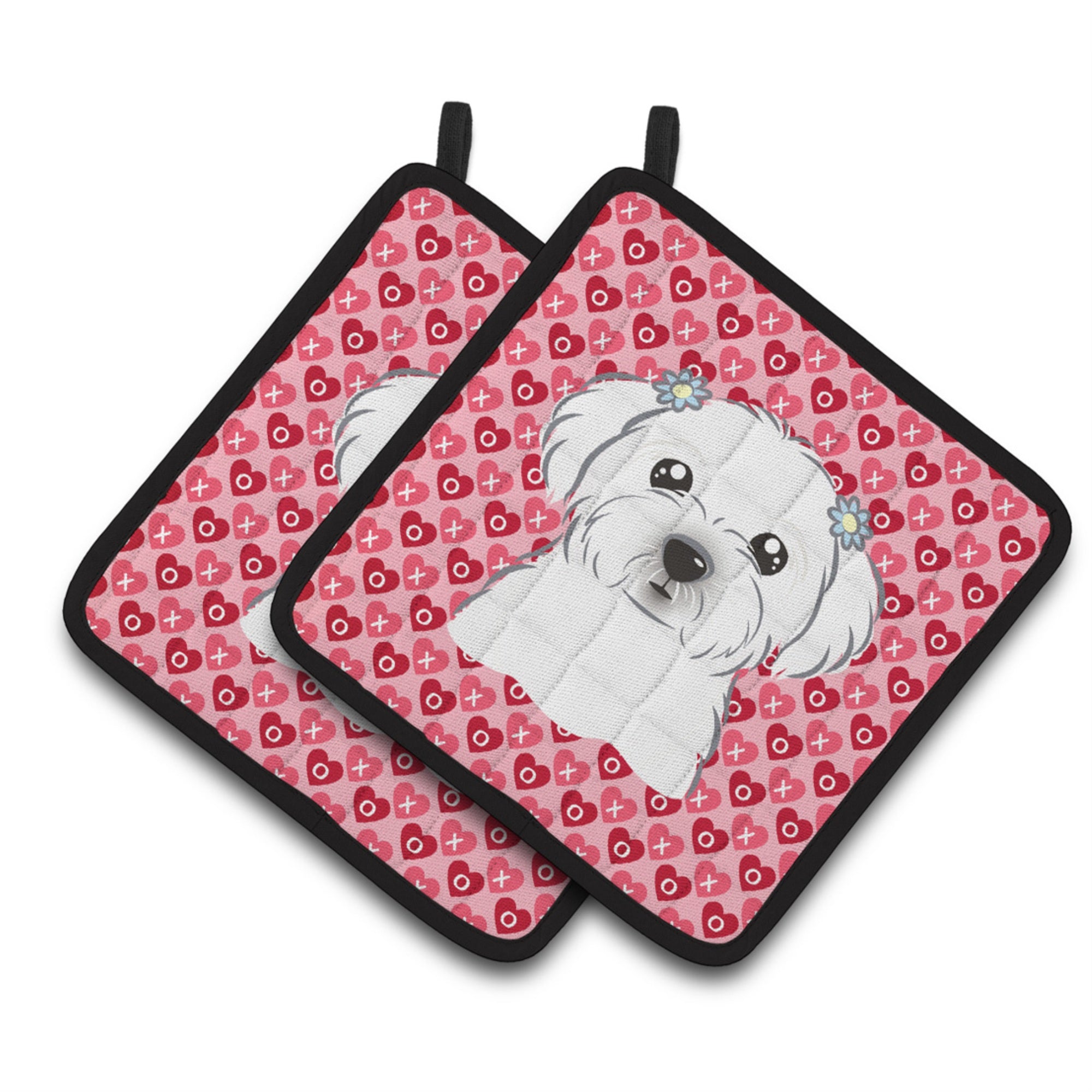 'Caroline'S Treasures Maltese Hearts Pair Of Pot Holders, 7.5Hx7.5W, Multicolor''