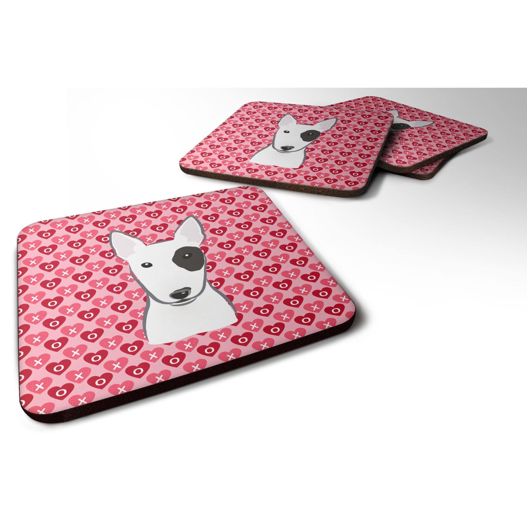 'Caroline'S Treasures Bull Terrier Hearts Foam Coaster Set Of 4, 3.5, Multicolor''