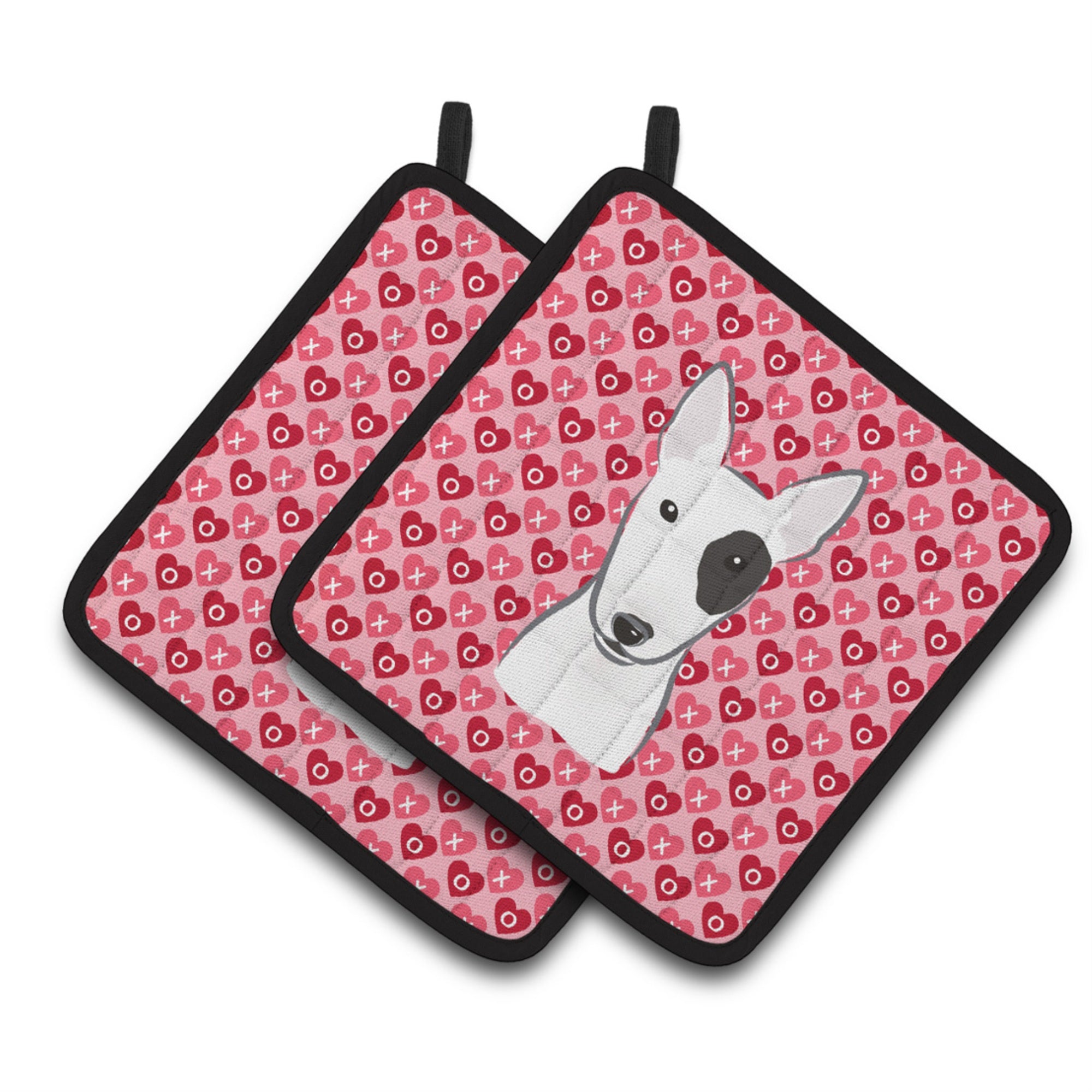 'Caroline'S Treasures Bull Terrier Hearts Pair Of Pot Holders, 7.5Hx7.5W, Multicolor''