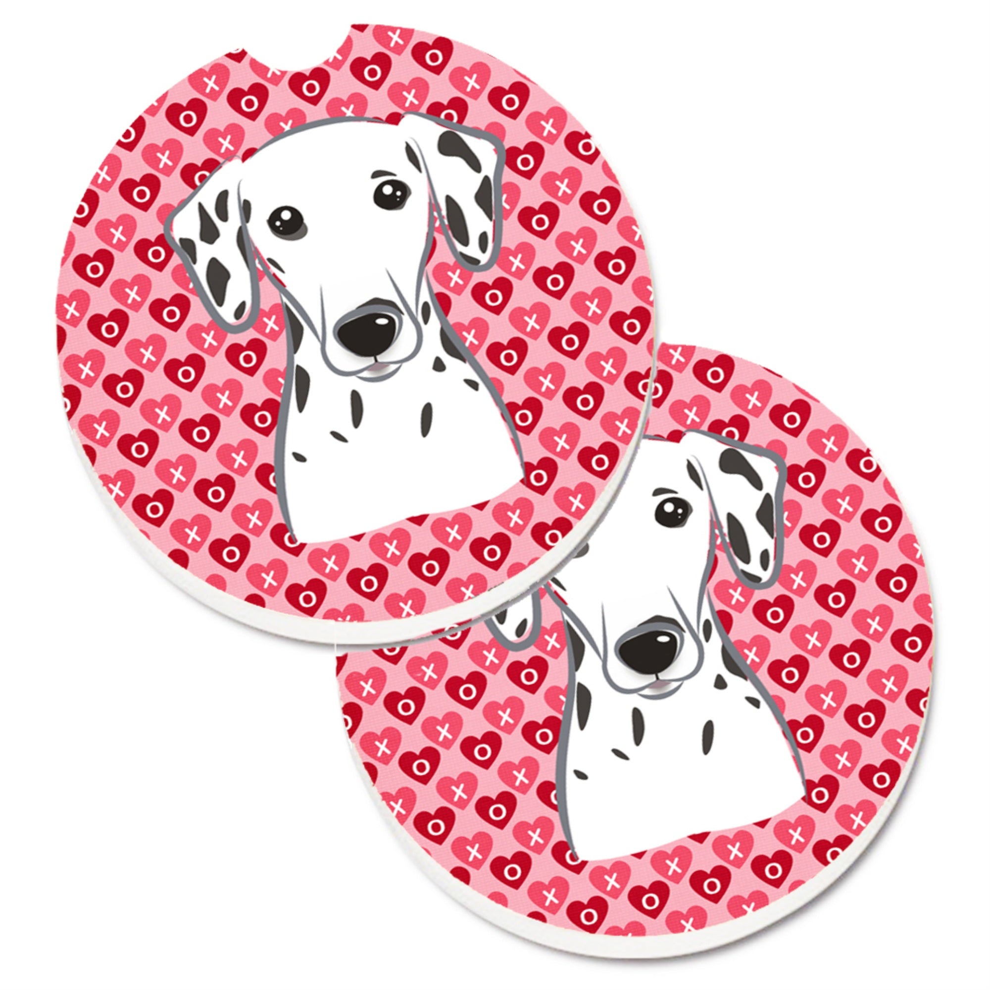 'Caroline'S Treasures Dalmatian Hearts Set Of 2 Cup Holder Car Coasters, 2.56, Multicolor''