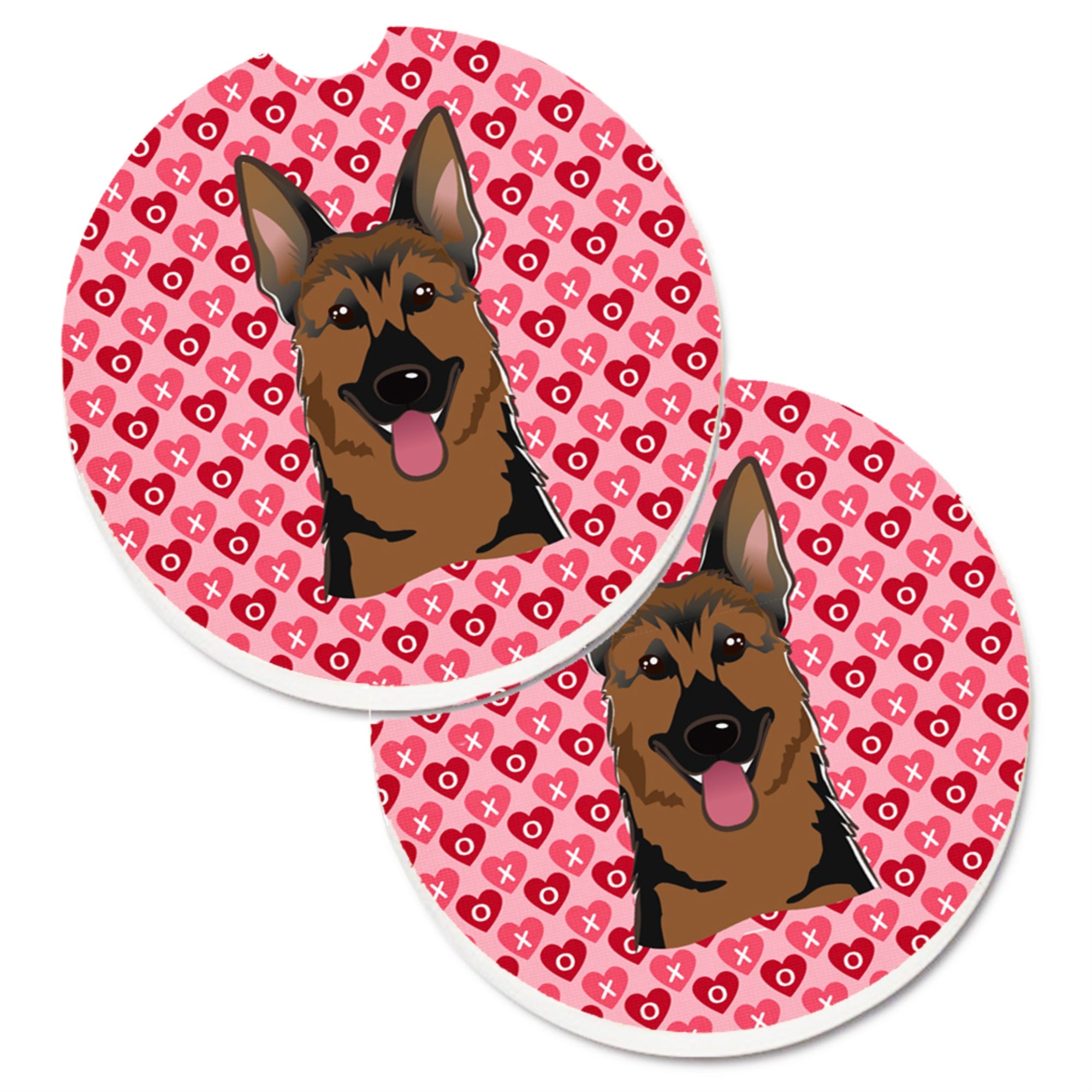 'Caroline'S Treasures German Shepherd Hearts Set Of 2 Cup Holder Car Coasters, 2.56, Multicolor''