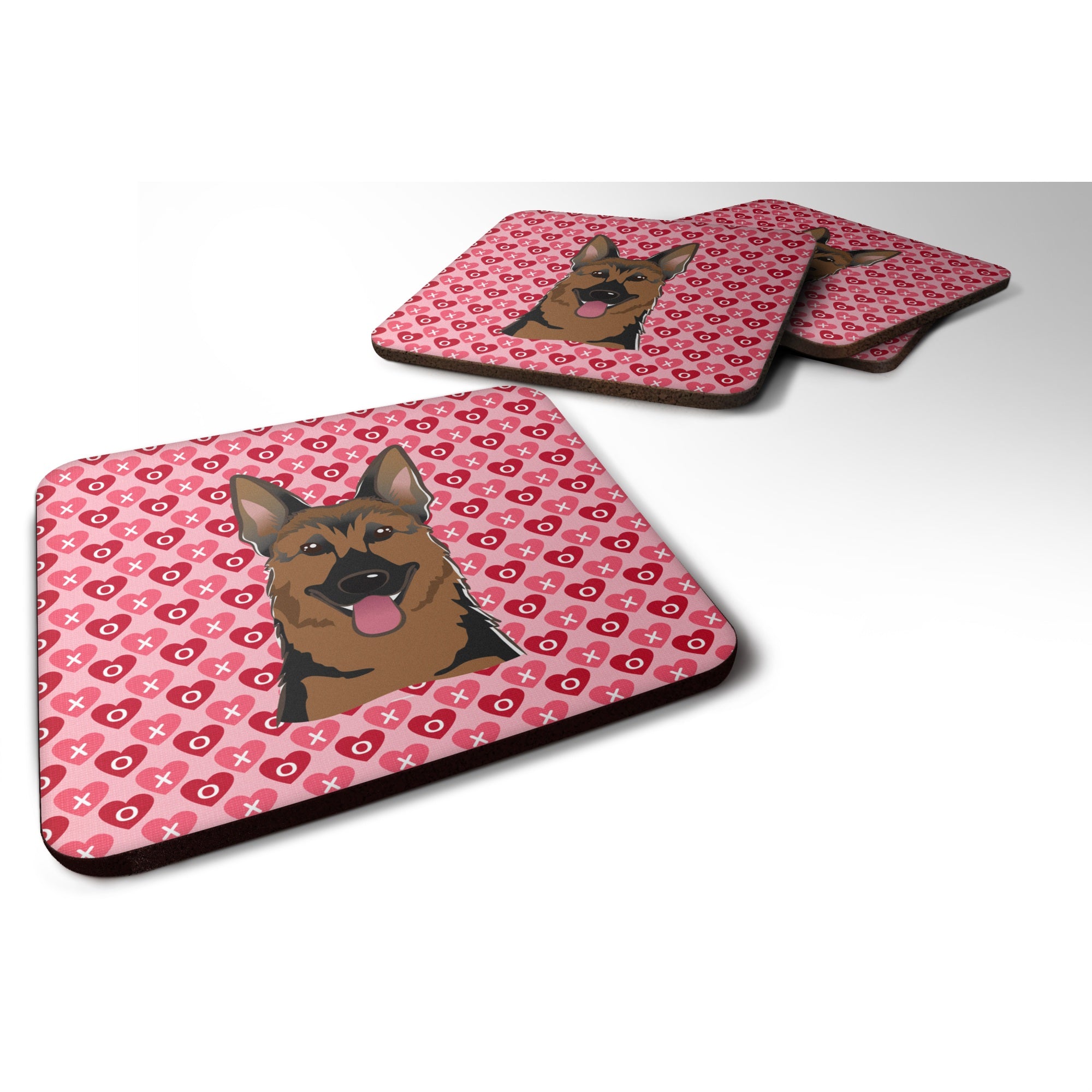 'Caroline'S Treasures German Shepherd Hearts Foam Coaster Set Of 4, 3.5, Multicolor''