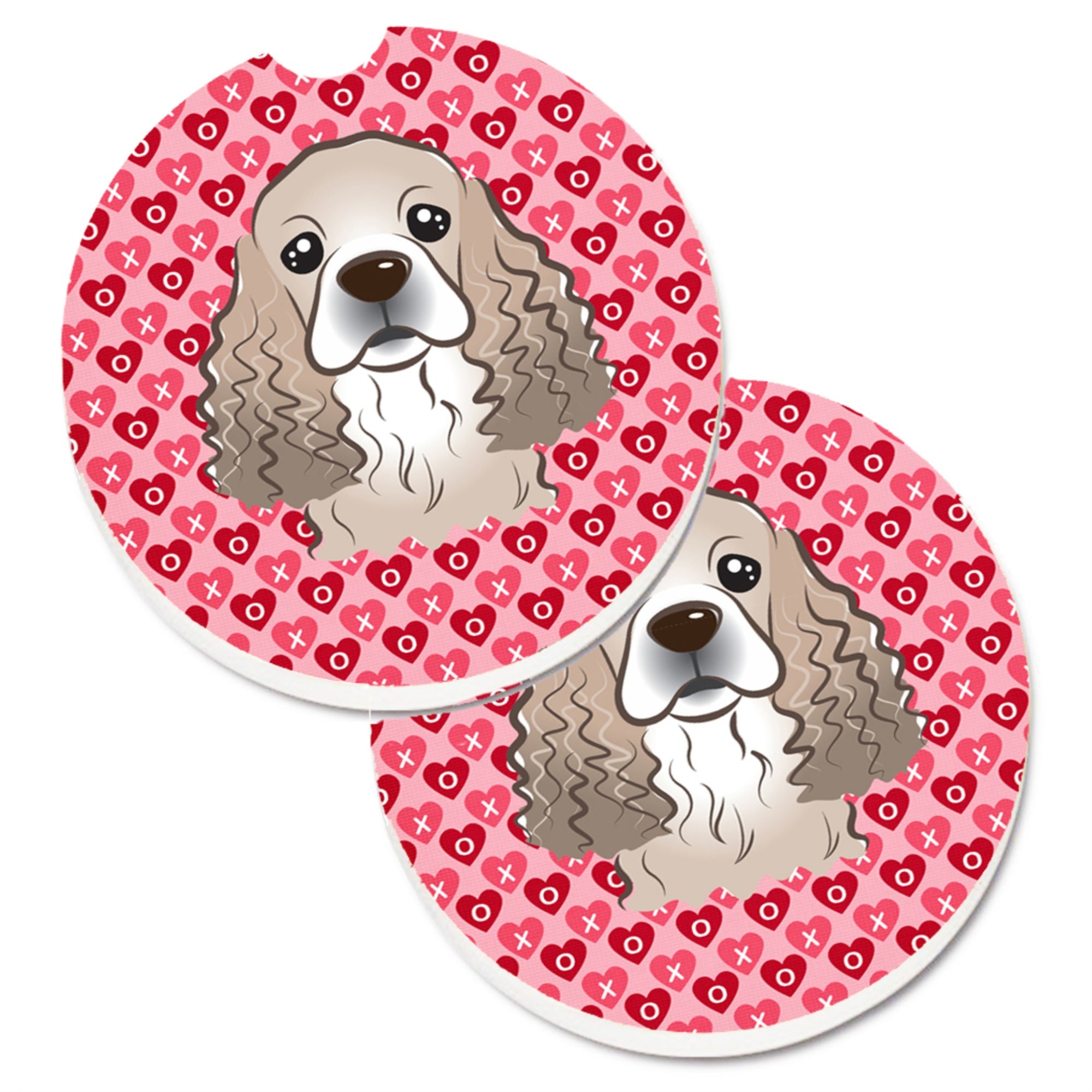 'Caroline'S Treasures Cocker Spaniel Hearts Set Of 2 Cup Holder Car Coasters, 2.56, Multicolor''