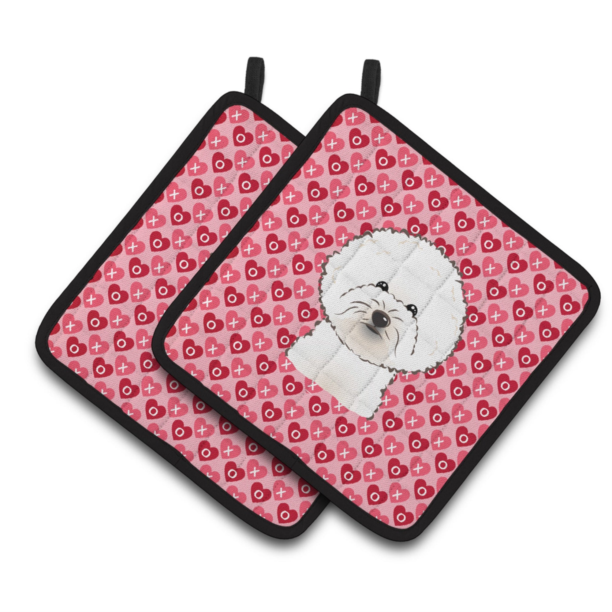 'Caroline'S Treasures Bichon Frise Hearts Pair Of Pot Holders, 7.5Hx7.5W, Multicolor''