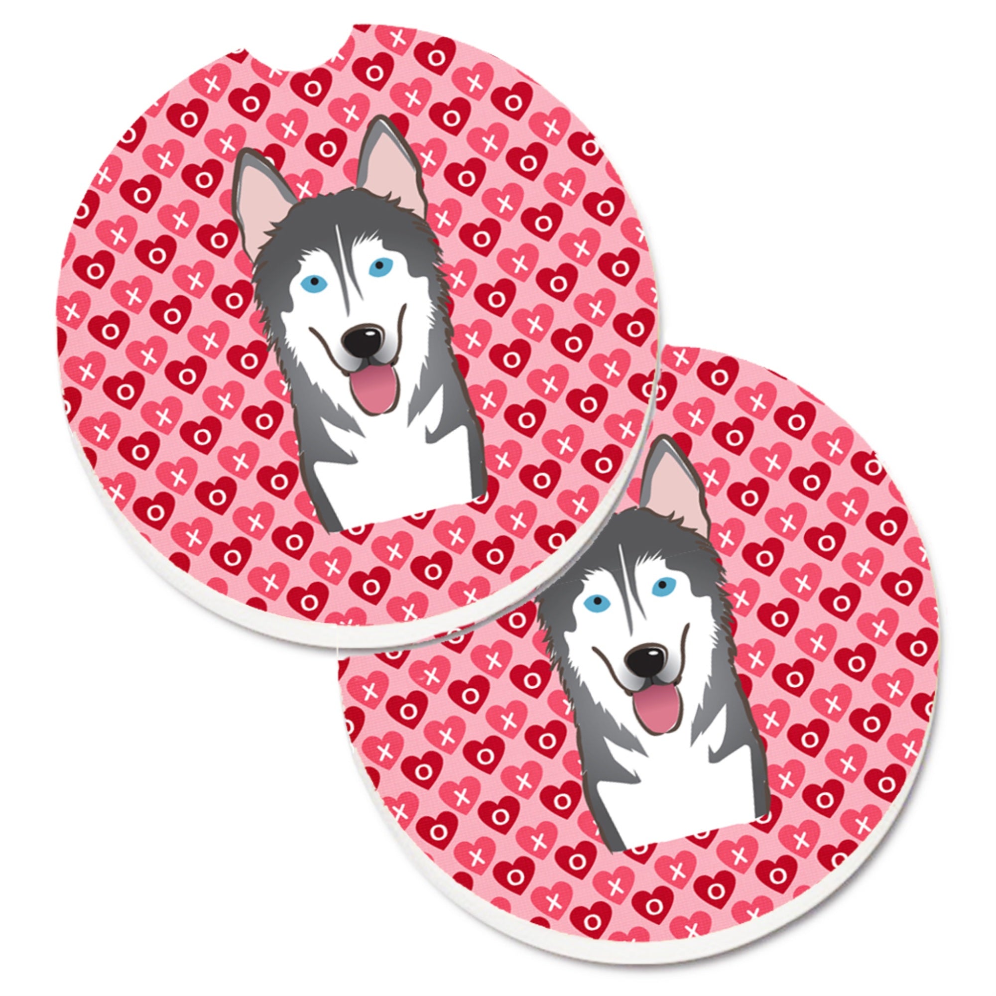 'Caroline'S Treasures Alaskan Malamute Hearts Set Of 2 Cup Holder Car Coasters, 2.56, Multicolor''