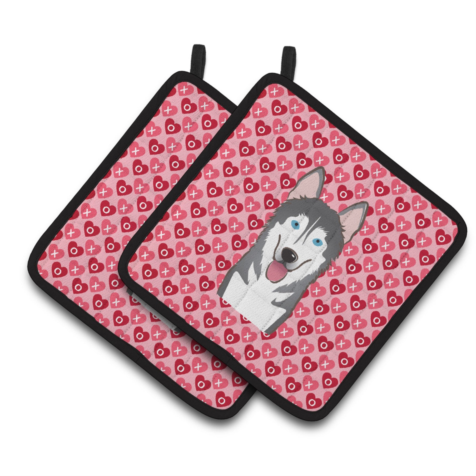 'Caroline'S Treasures Alaskan Malamute Hearts Pair Of Pot Holders, 7.5Hx7.5W, Multicolor''