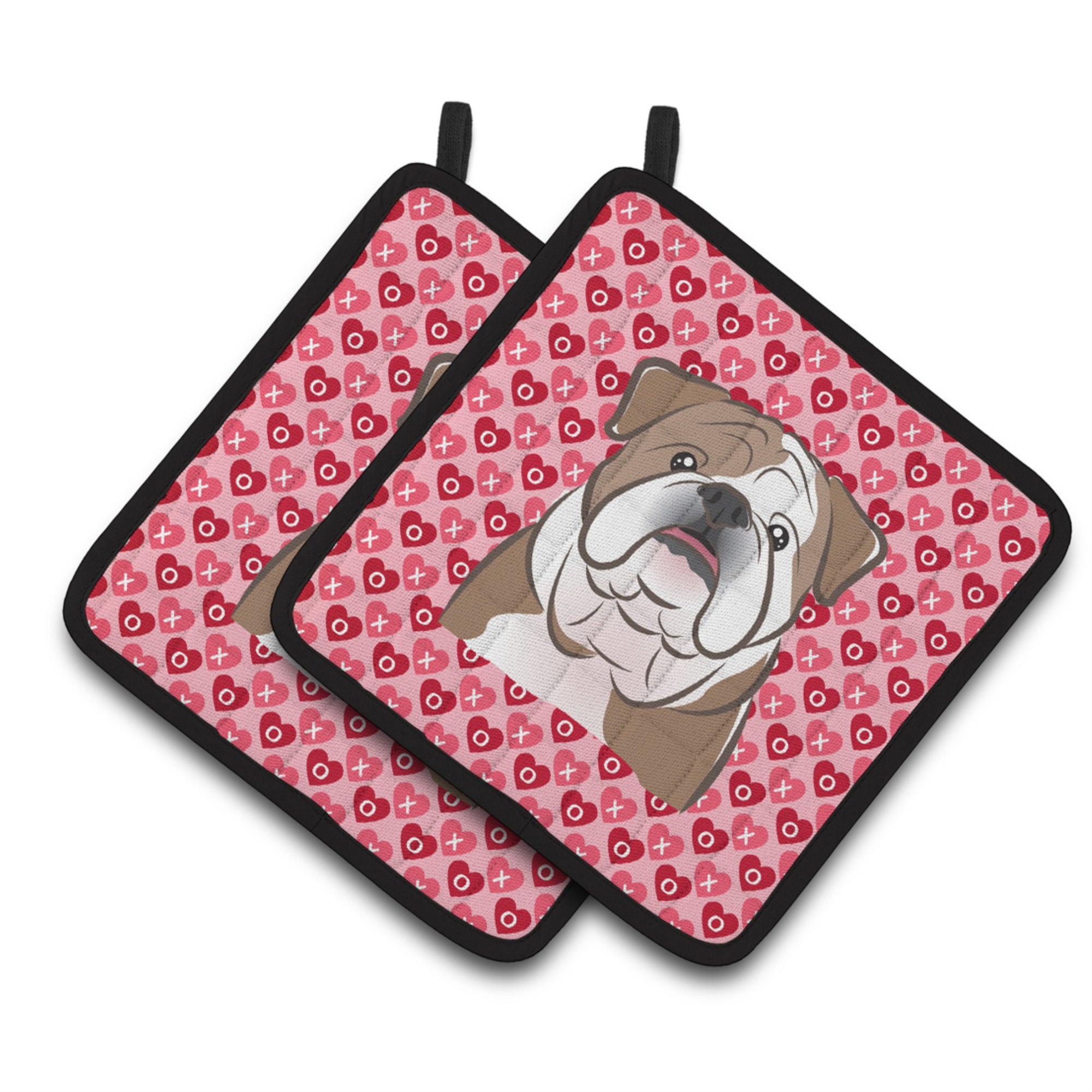 'Caroline'S Treasures English Bulldog Hearts Pair Of Pot Holders, 7.5Hx7.5W, Multicolor''
