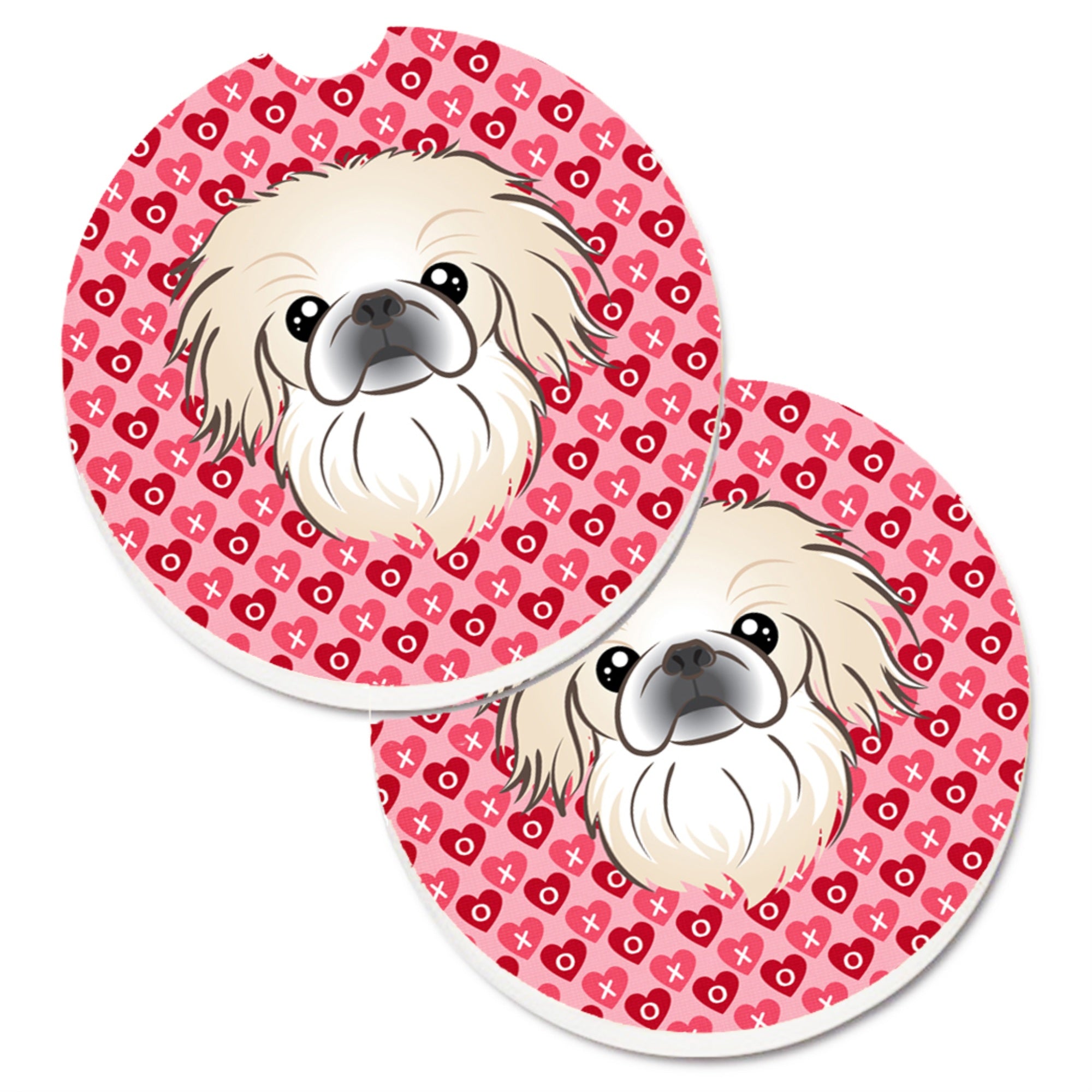 'Caroline'S Treasures Pekingese Hearts Set Of 2 Cup Holder Car Coasters, 2.56, Multicolor''