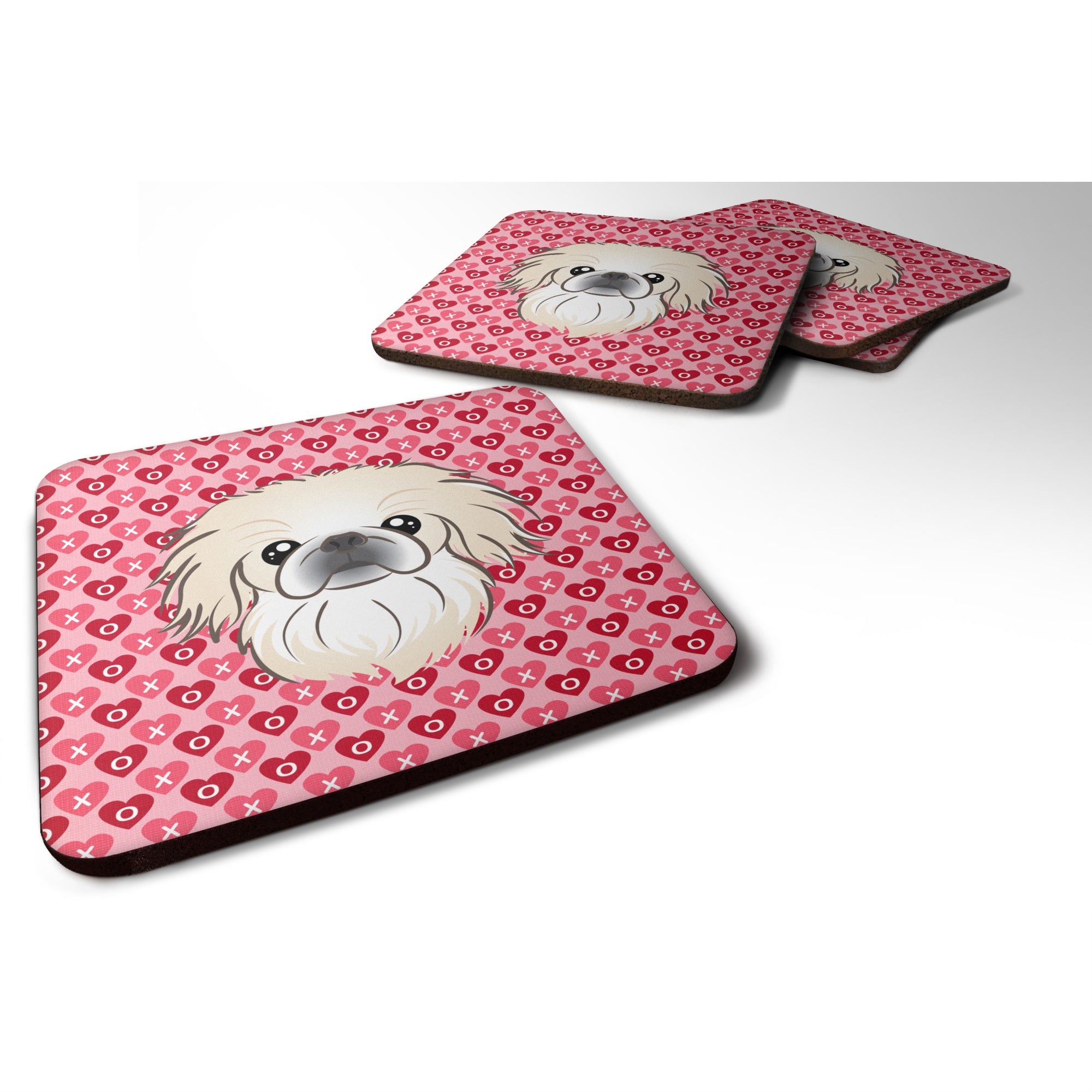 'Caroline'S Treasures Pekingese Hearts Foam Coaster Set Of 4, 3.5, Multicolor''