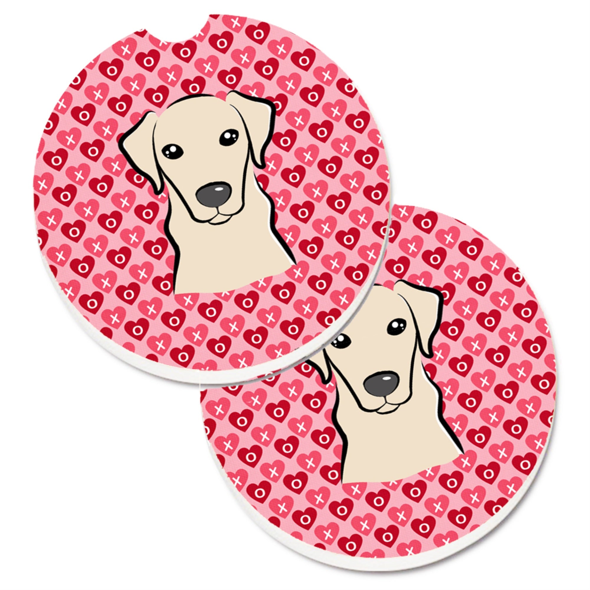 'Caroline'S Treasures Yellow Labrador Hearts Set Of 2 Cup Holder Car Coasters, 2.56, Multicolor''