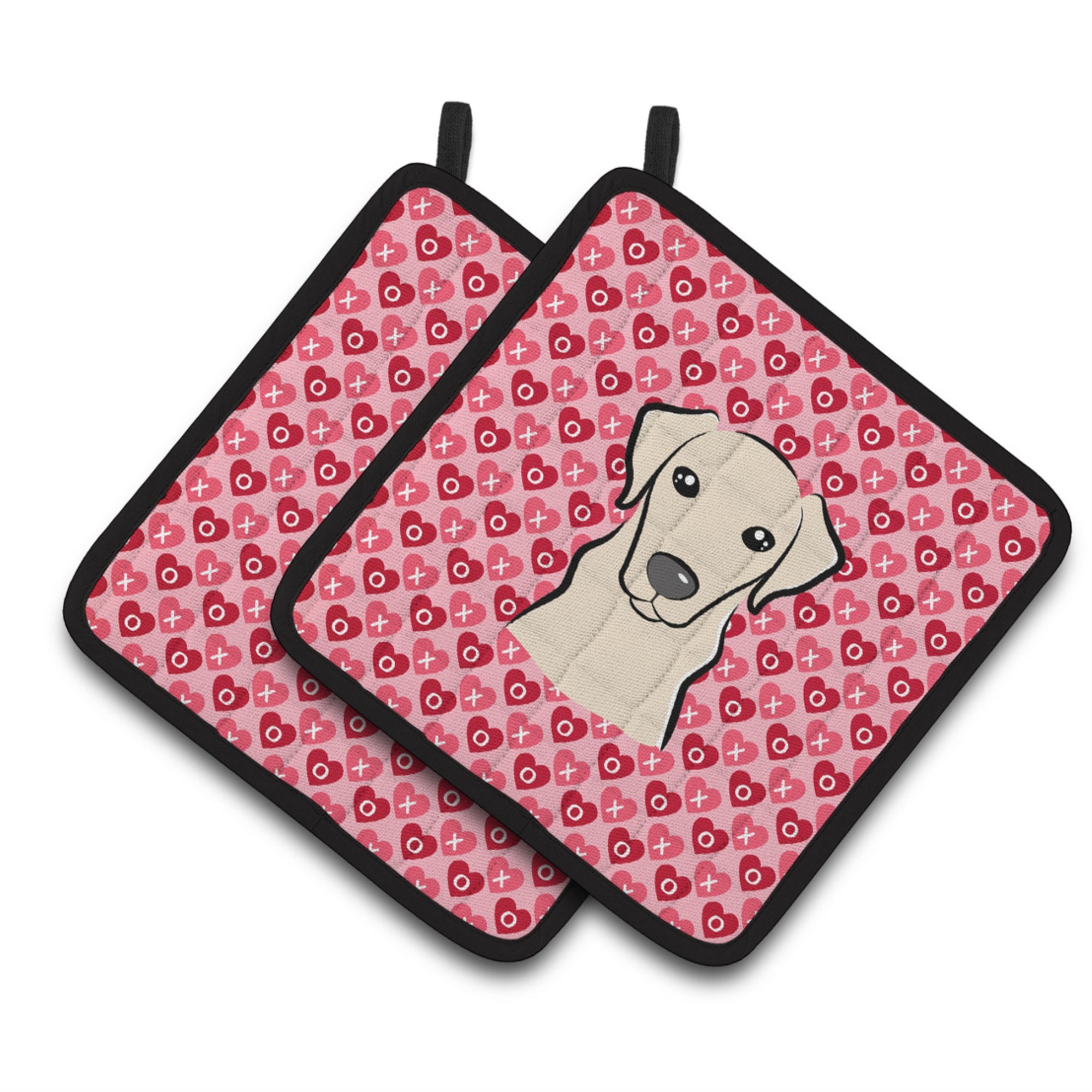 'Caroline'S Treasures Yellow Labrador Hearts Pair Of Pot Holders, 7.5Hx7.5W, Multicolor''