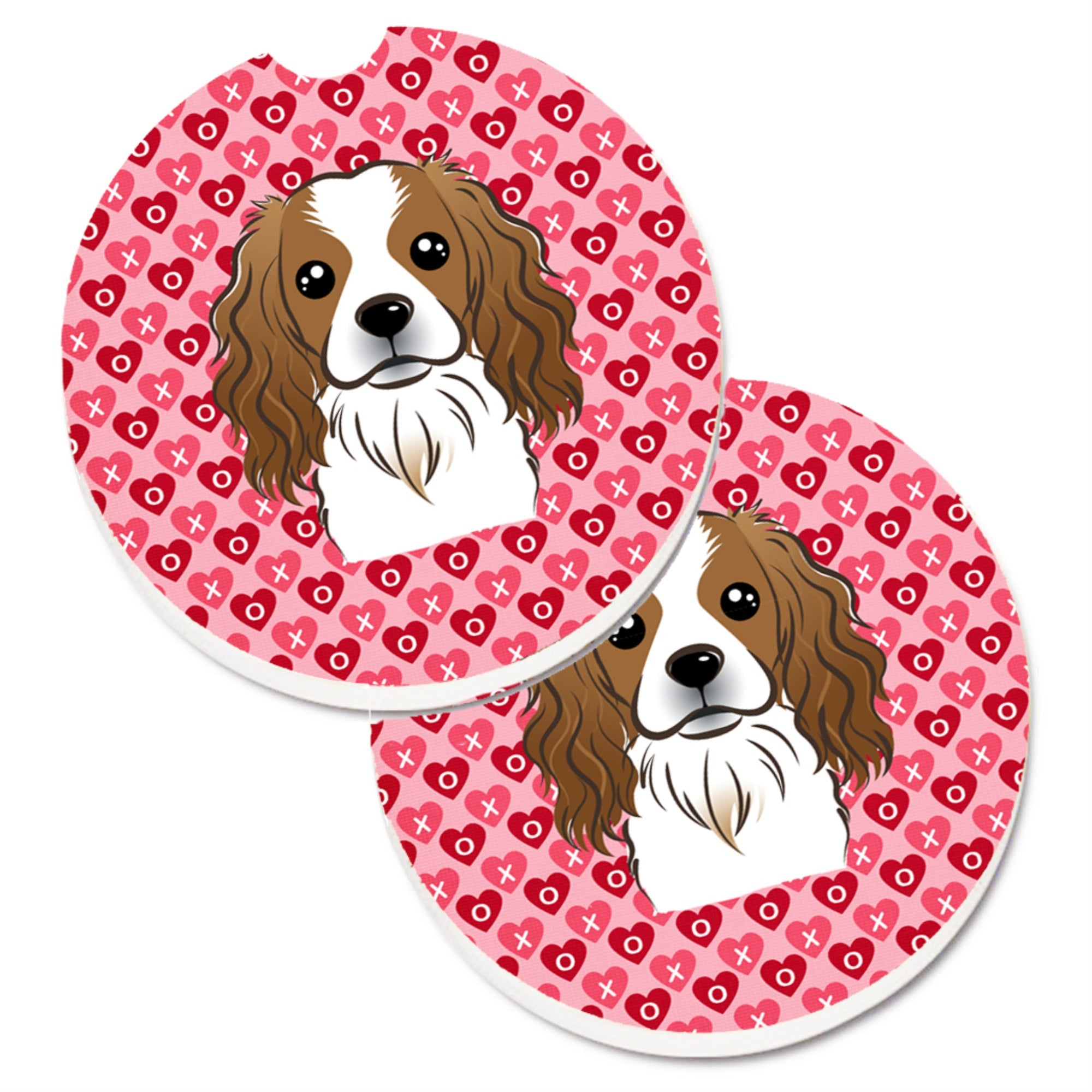 'Caroline'S Treasures Cavalier Spaniel Hearts Set Of 2 Cup Holder Car Coasters, 2.56, Multicolor''