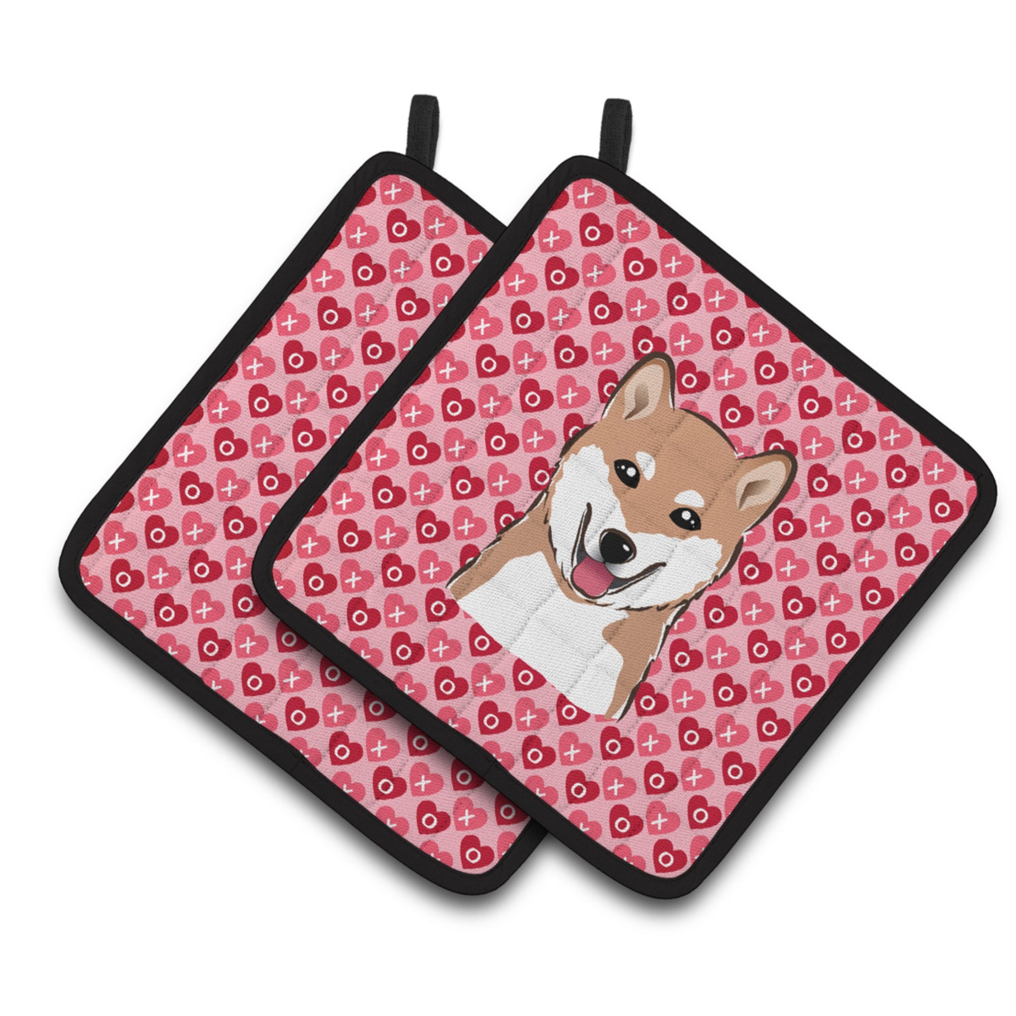 'Caroline'S Treasures Shiba Inu Hearts Pair Of Pot Holders, 7.5Hx7.5W, Multicolor''