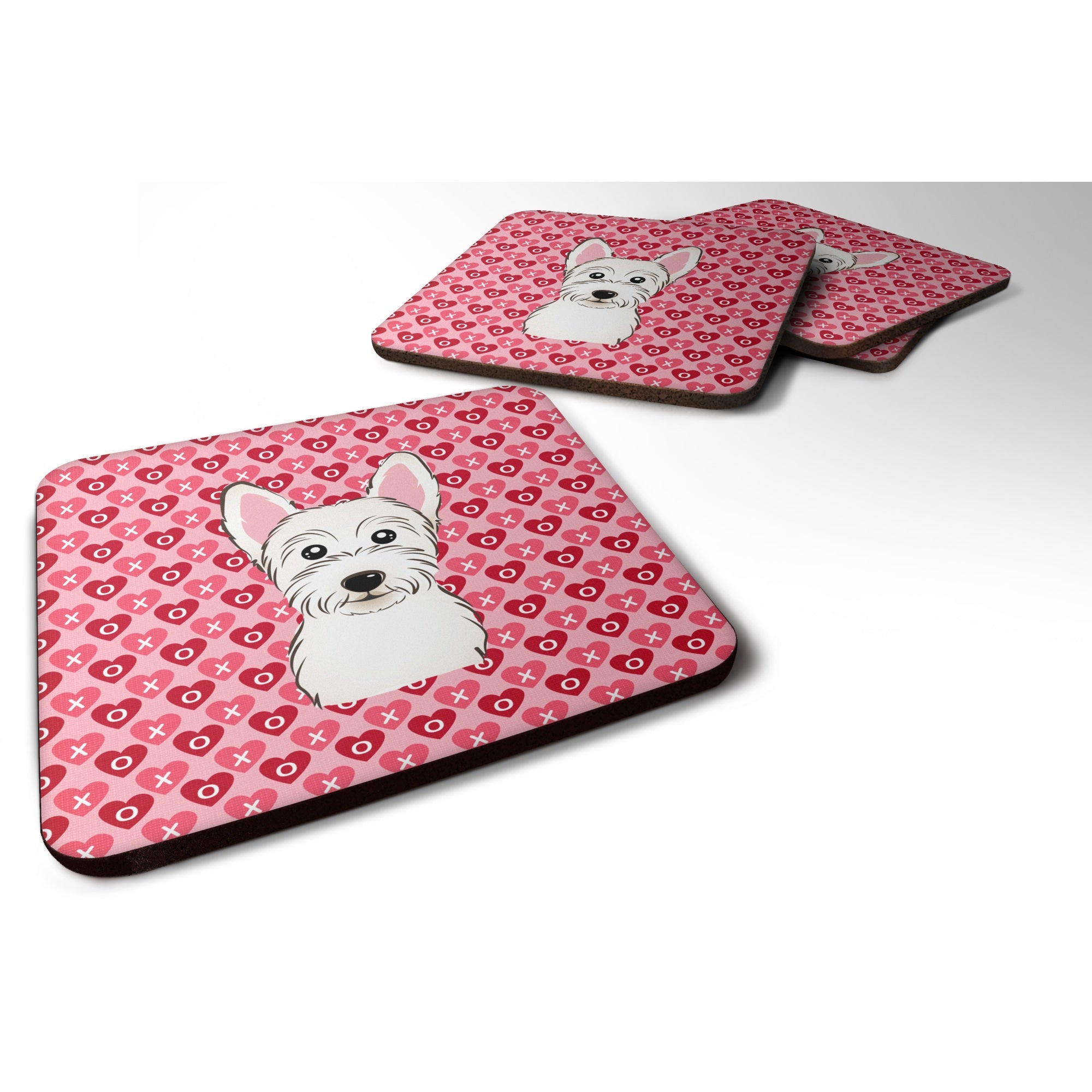 'Caroline'S Treasures Westie Hearts Foam Coaster Set Of 4, 3.5, Multicolor''