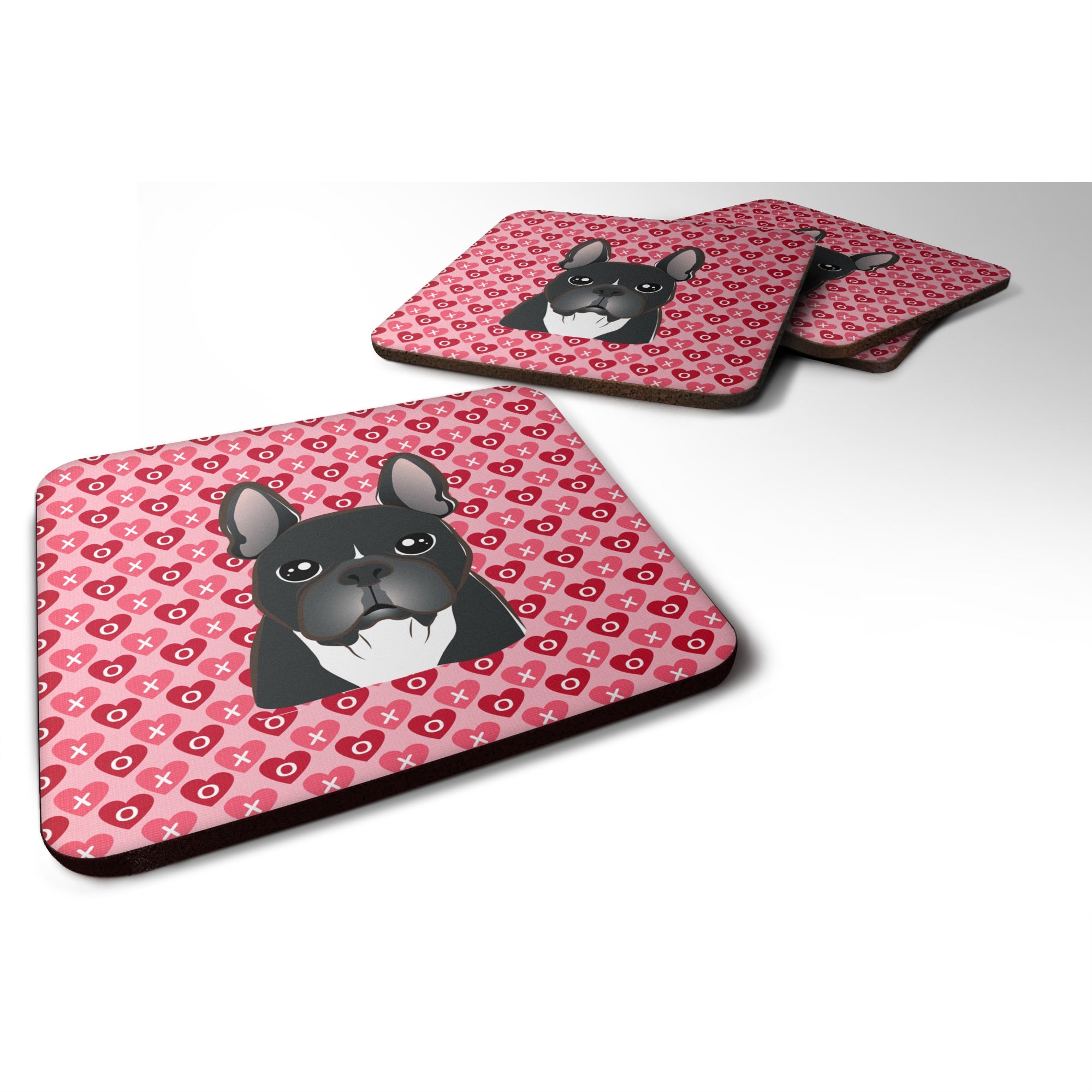 'Caroline'S Treasures Bb5297Fc French Bulldog Hearts Foam Coaster (Set Of 4), 3.5'''', Multicolor''