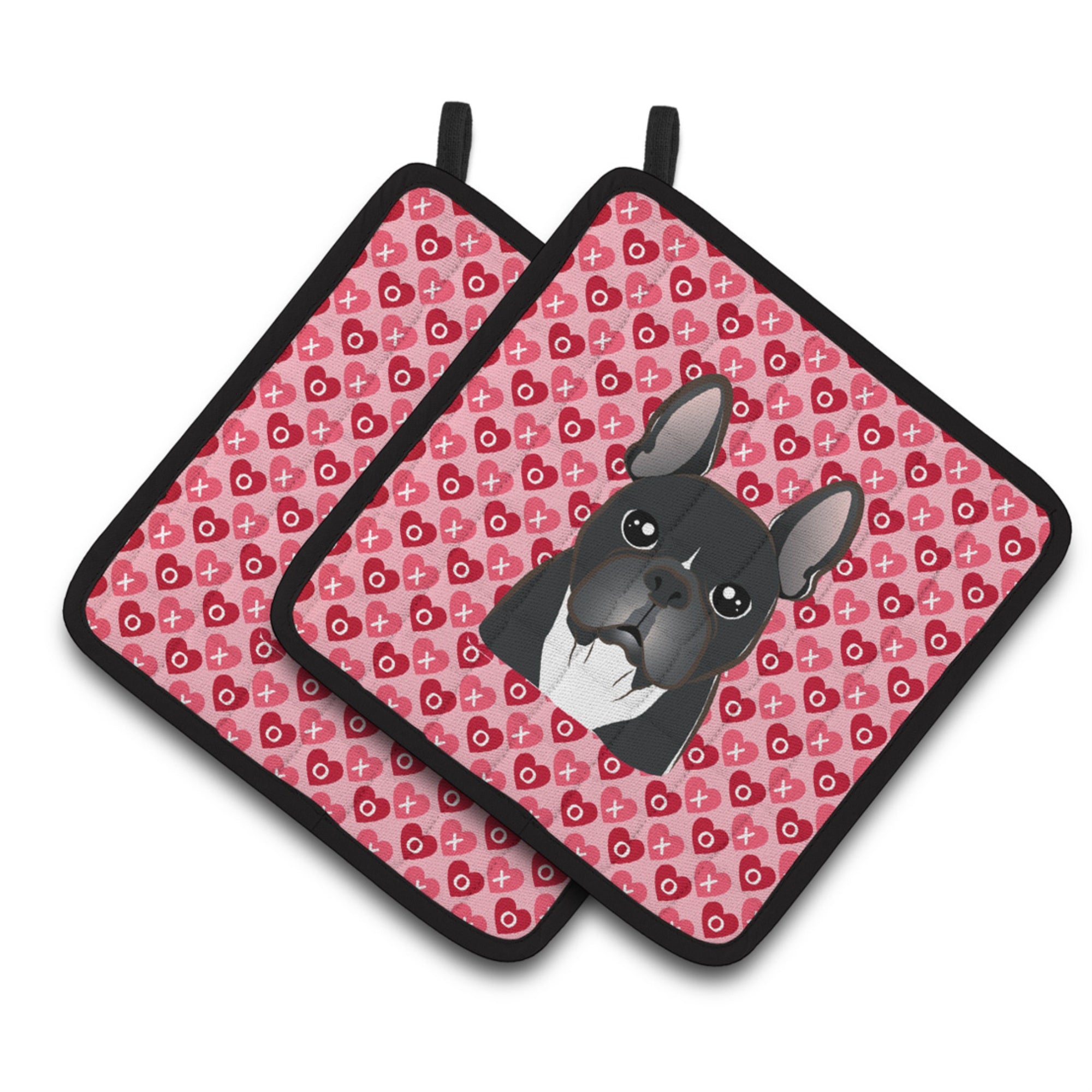 'Caroline'S Treasures Bb5297Pthd French Bulldog Hearts Pair Of Pot Holders, 7.5H X 7.5W'''', Multicolor''