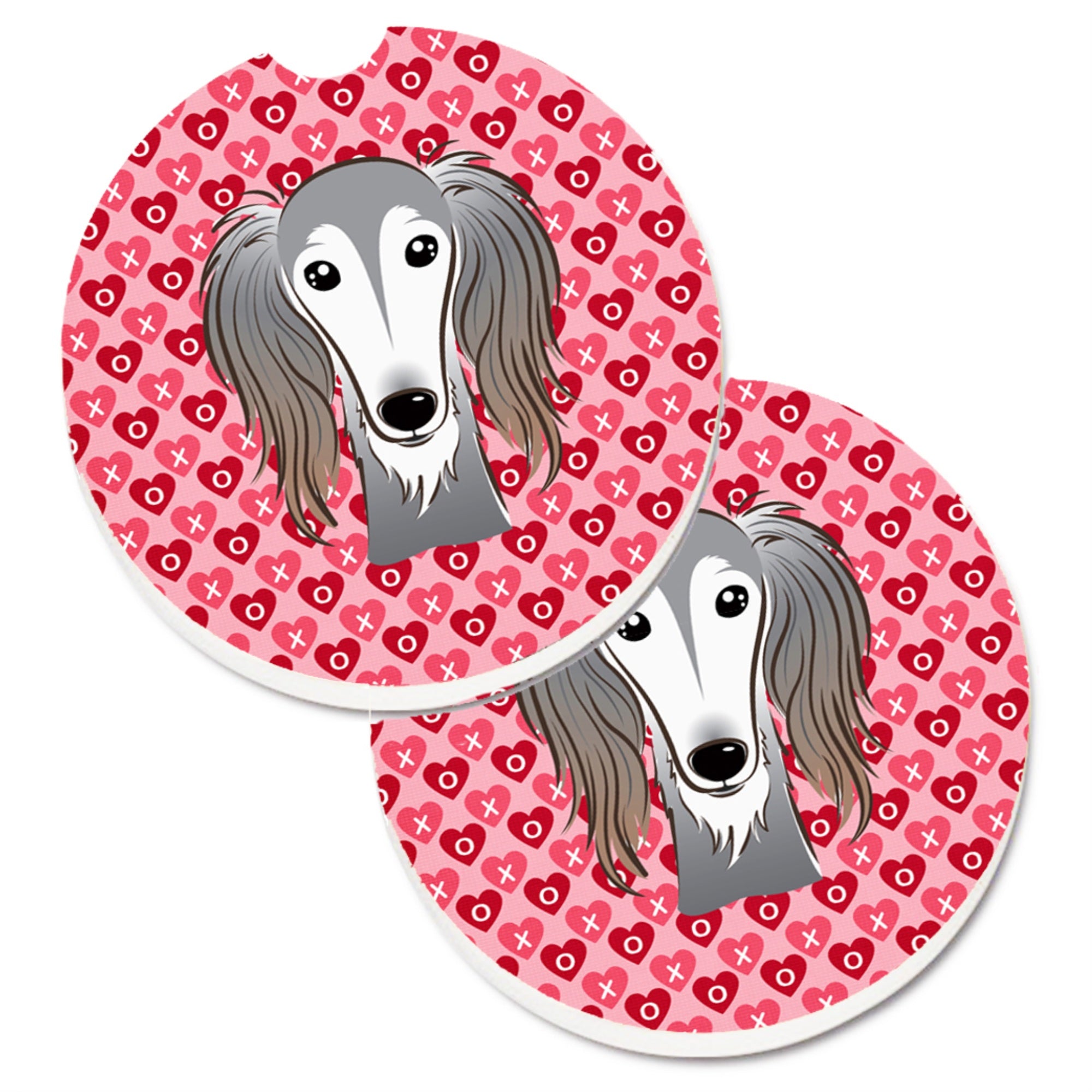 'Caroline'S Treasures Saluki Hearts Set Of 2 Cup Holder Car Coasters, 2.56, Multicolor''