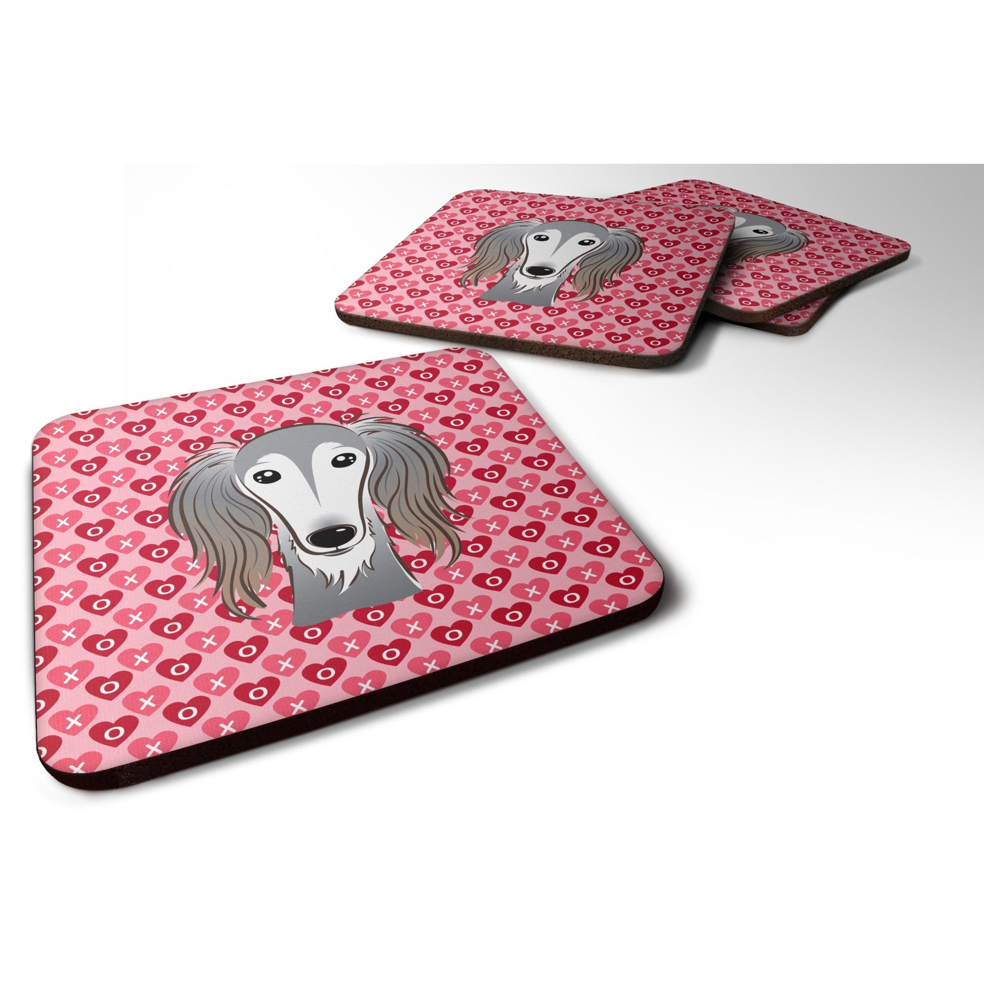 'Caroline'S Treasures Saluki Hearts Foam Coaster Set Of 4, 3.5, Multicolor''