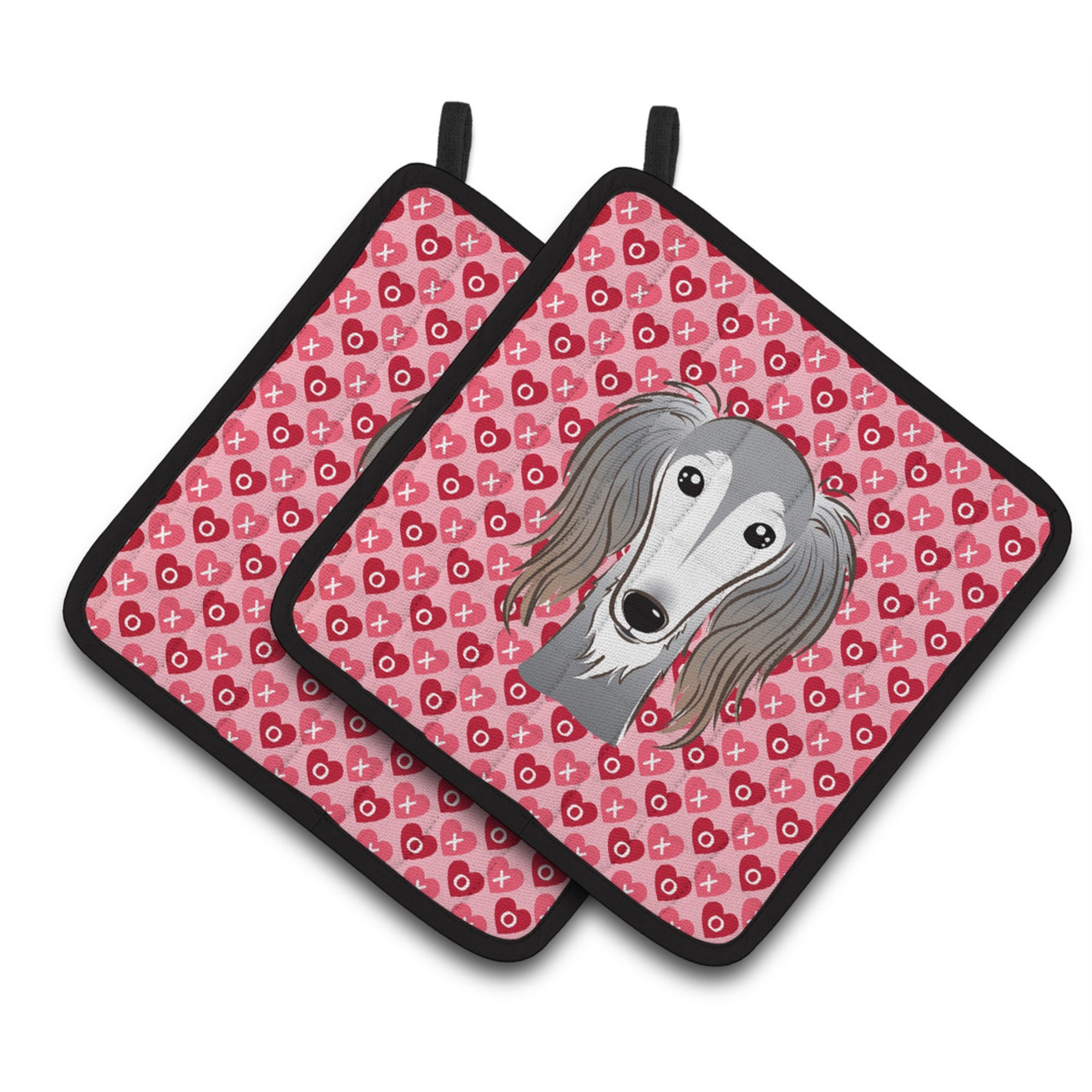 'Caroline'S Treasures Saluki Hearts Pair Of Pot Holders, 7.5Hx7.5W, Multicolor''