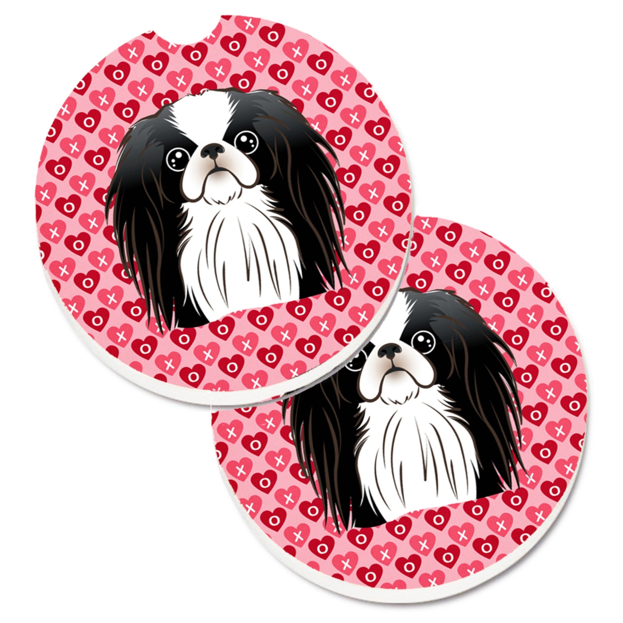 'Caroline'S Treasures Japanese Chin Hearts Set Of 2 Cup Holder Car Coasters, 2.56, Multicolor''
