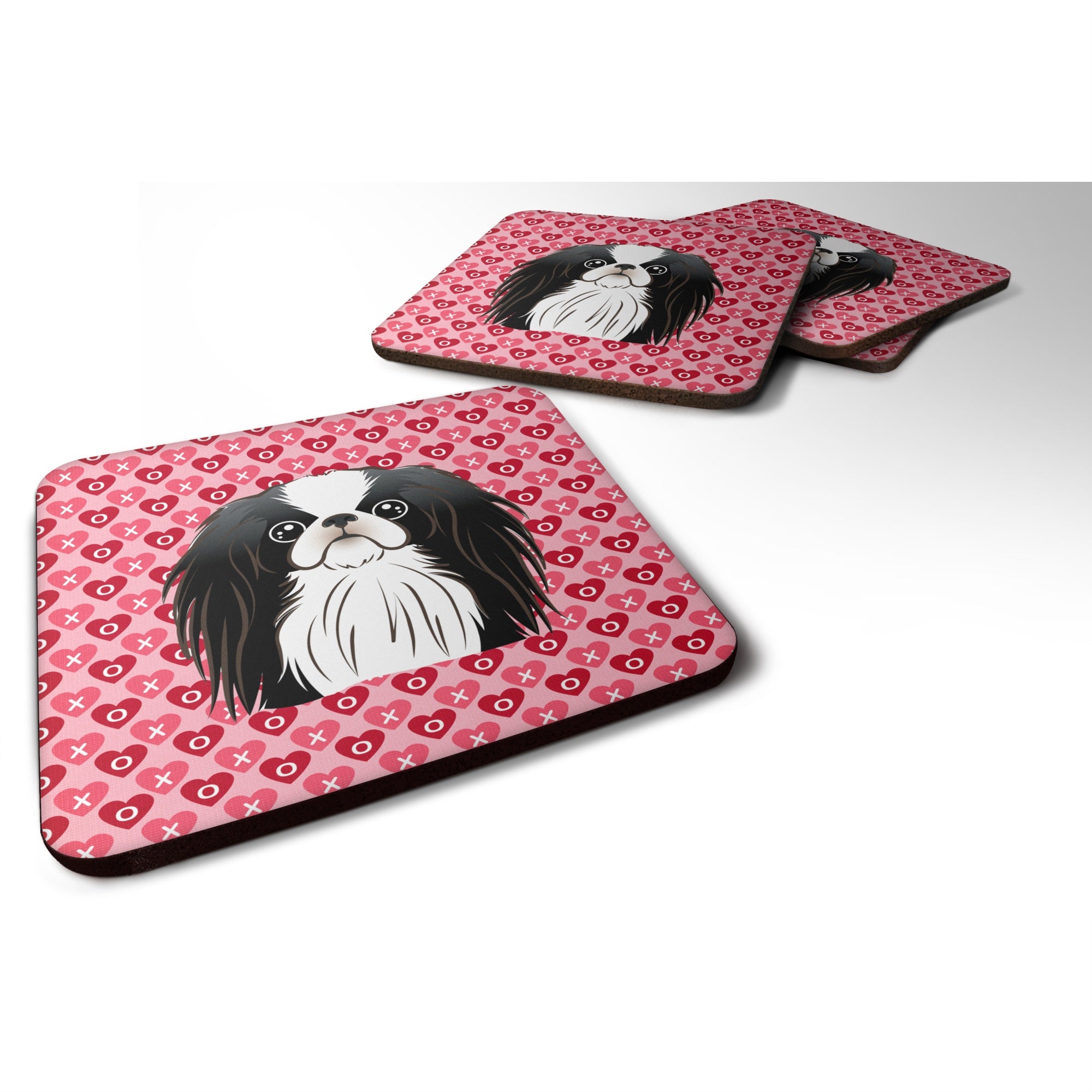 'Caroline'S Treasures Japanese Chin Hearts Foam Coaster Set Of 4, 3.5, Multicolor''
